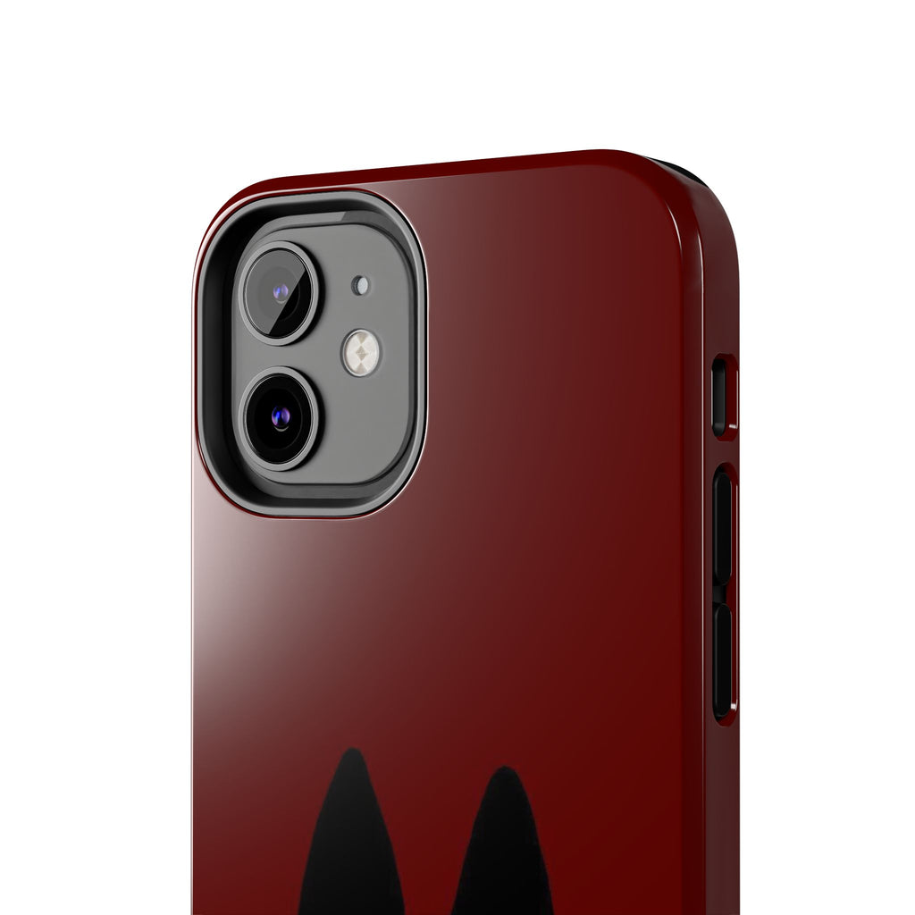 Black Cat Phone Case – Minimal Cute Design, Slim Protective Burgundy Cover