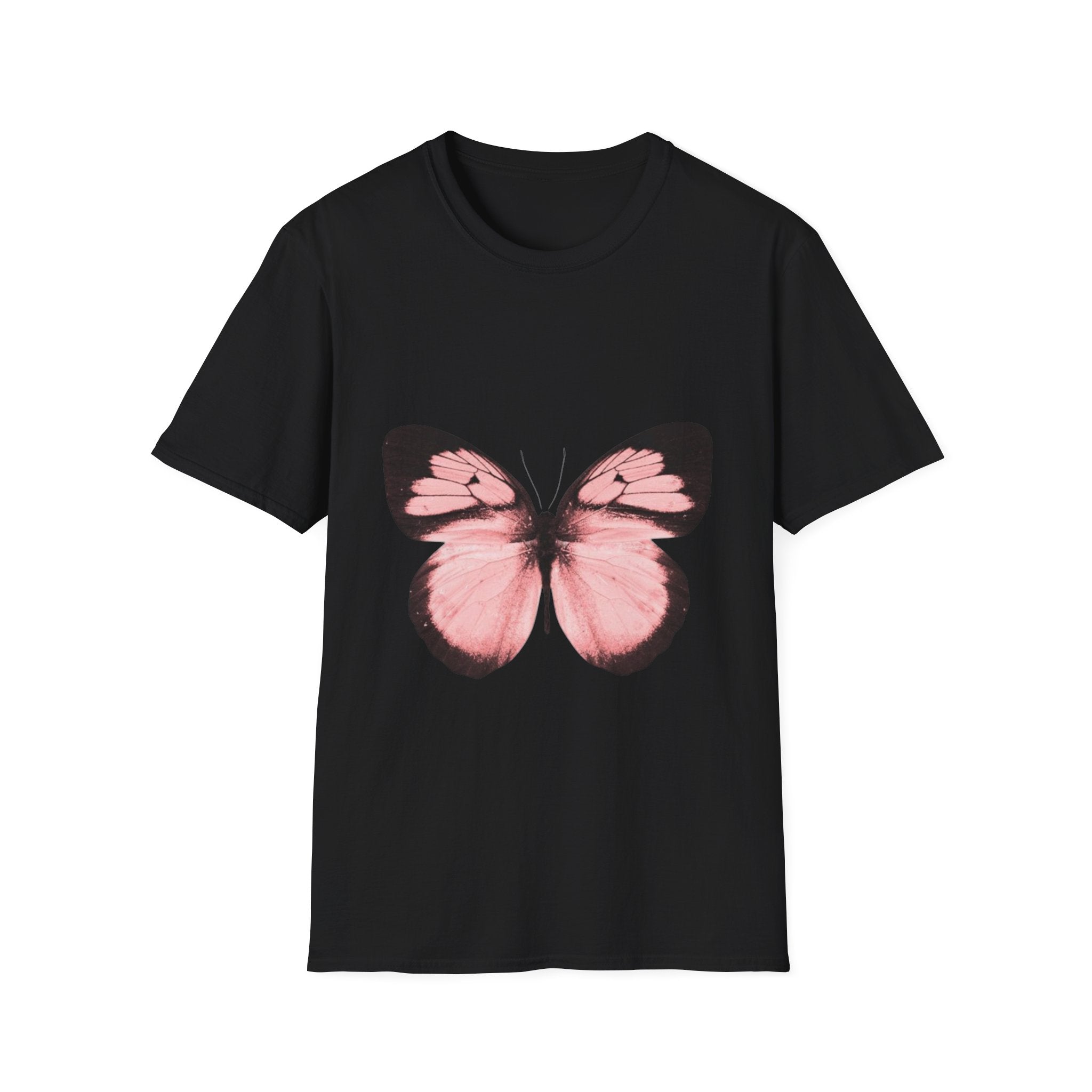 Pink Butterfly T-Shirt, Aesthetic Insect Graphic Tee, Nature Art Shirt, Soft Cotton Apparel, Unique Gift for Women Men