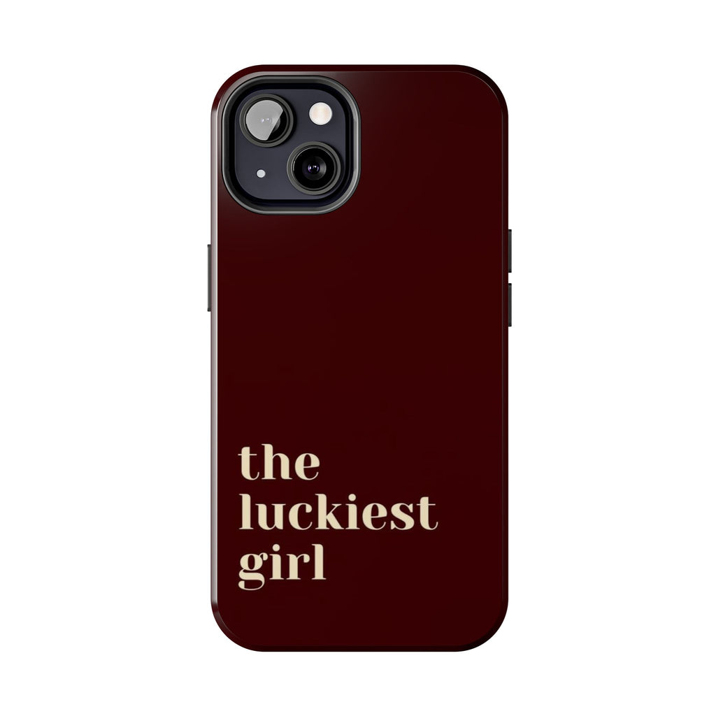 Burgundy Red Phone Case Minimal Aesthetic Protective The Luckiest Girl