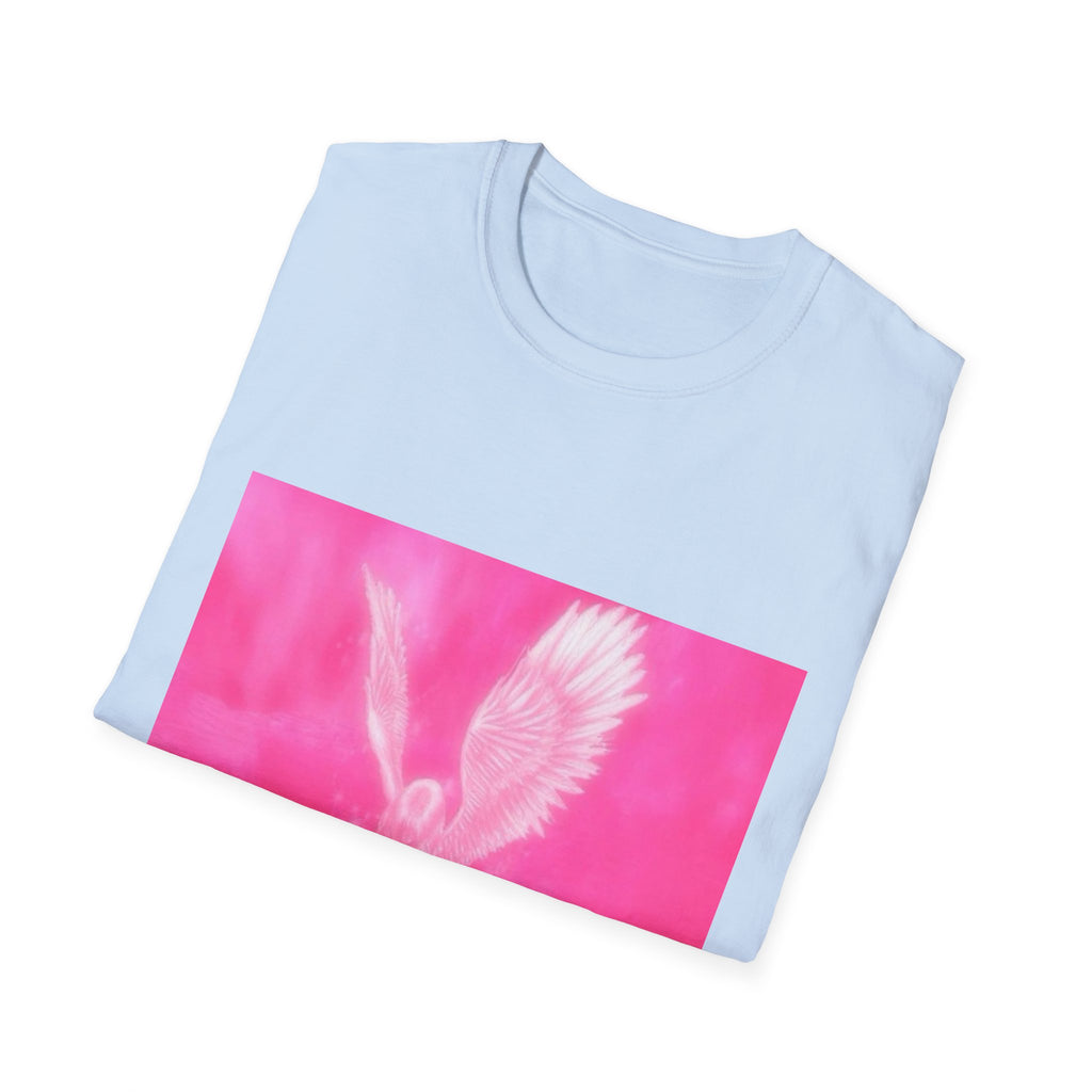 Pink Angel T-Shirt, Aesthetic Wing Graphic Tee, Heavenly Art Shirt, Soft Cotton Apparel, Unique Gift for Women Men