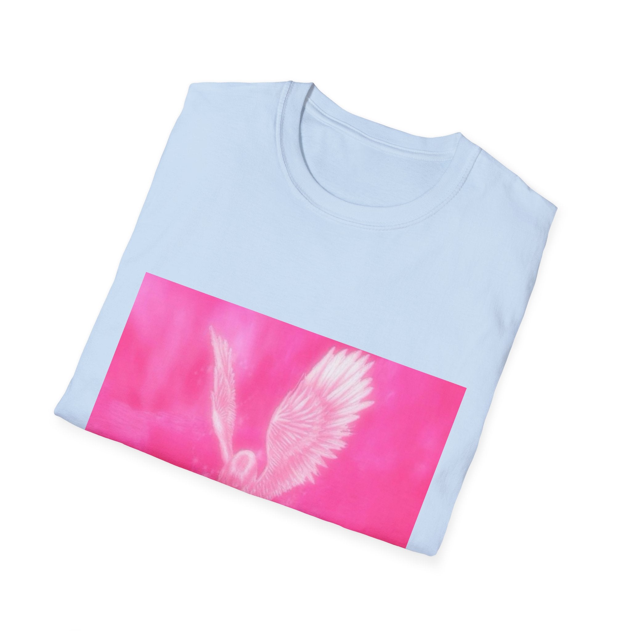 Pink Angel T-Shirt, Aesthetic Wing Graphic Tee, Heavenly Art Shirt, Soft Cotton Apparel, Unique Gift for Women Men