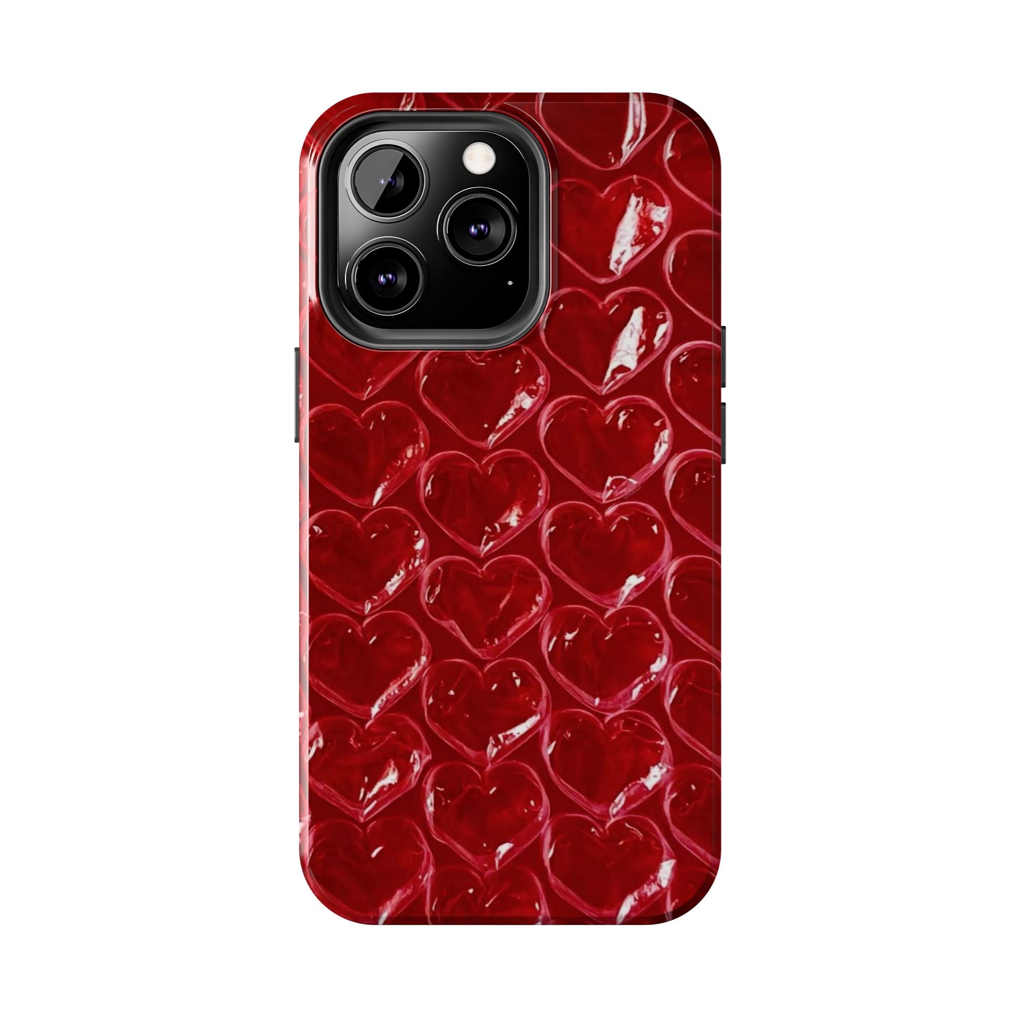 Red Heart Bubble Phone Case,  iPhone & Samsung Cute Love Pattern, Slim Protective Cover, Girls Women Design