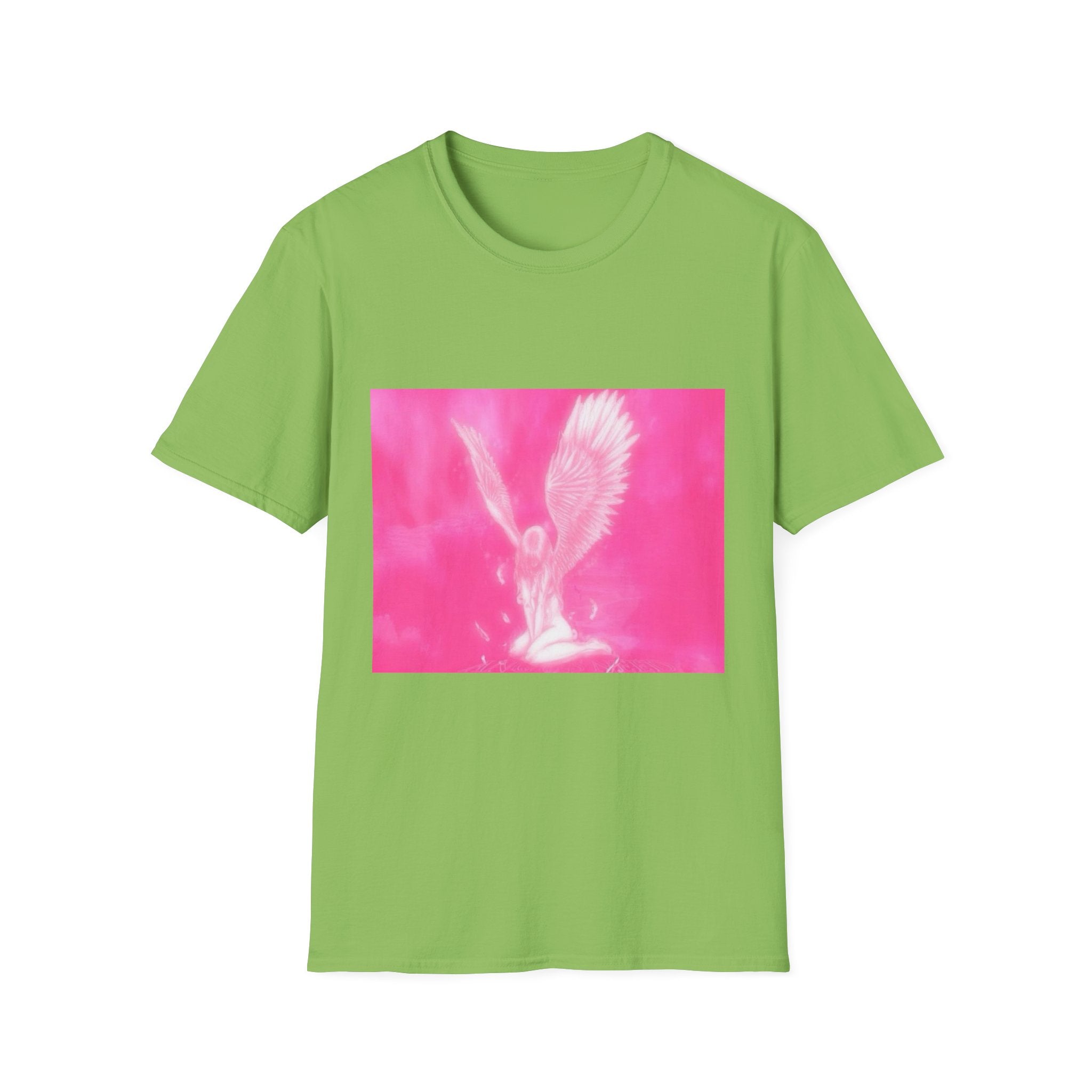 Pink Angel T-Shirt, Aesthetic Wing Graphic Tee, Heavenly Art Shirt, Soft Cotton Apparel, Unique Gift for Women Men