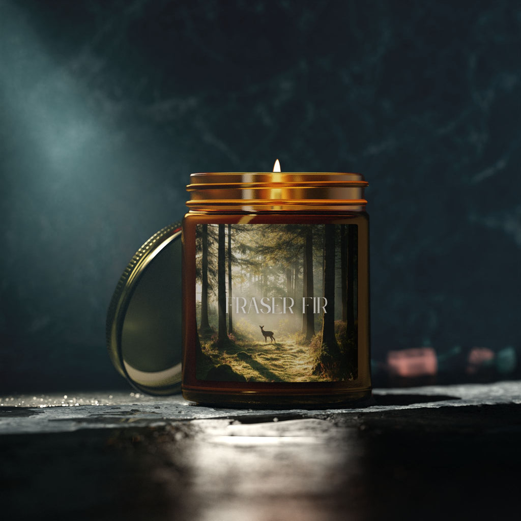 Pine Forest Scented Candle, Coconut Apricot Wax, Fresh Forest Scent, Winter Holiday Aroma, Woodsy Home Decor Gift, 4oz & 9oz