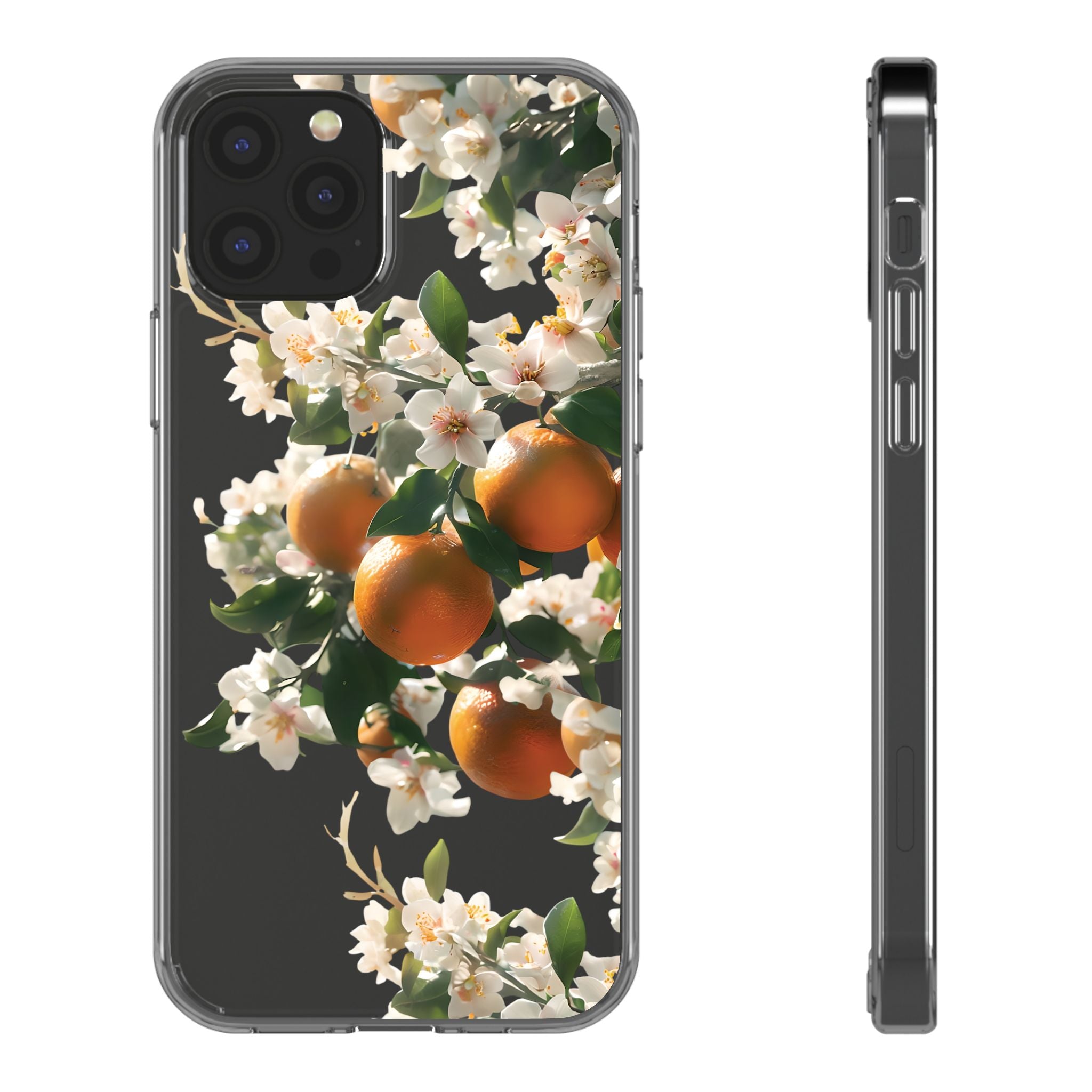 Citrus Blossom Floral Clear Phone Case, Protective Gift for Her, iPhone, Samsung, Google, Huawei