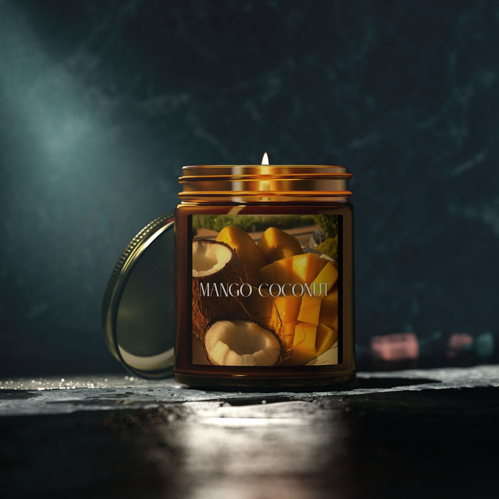 Mango Coconut Scented Candle, Coconut Apricot Wax, Tropical Home Aroma, Refreshing Scent, Summer Decor Gift, 4oz & 9oz