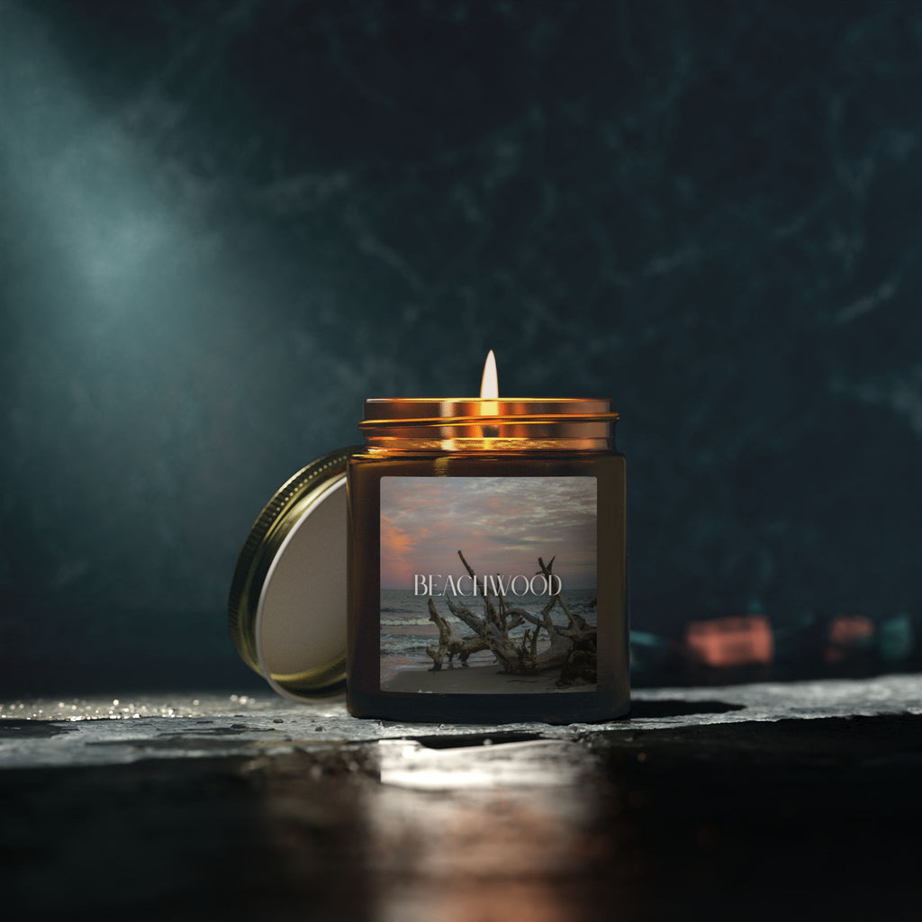 Beachwood Scented Candle, Coconut Apricot Wax, Coastal Home Fragrance, Ocean Scented Aroma, Calming Decor Gift, 4oz & 9oz