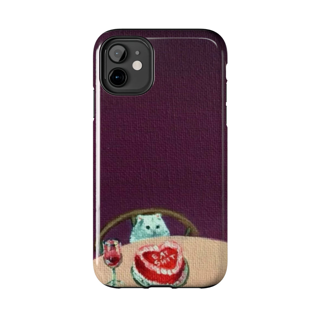 Cute Cat Phone Case, Funny Pet Animal Design, iPhone & Samsung Protective Cover, Birthday Cake Art, Unique Gift for Cat Lovers