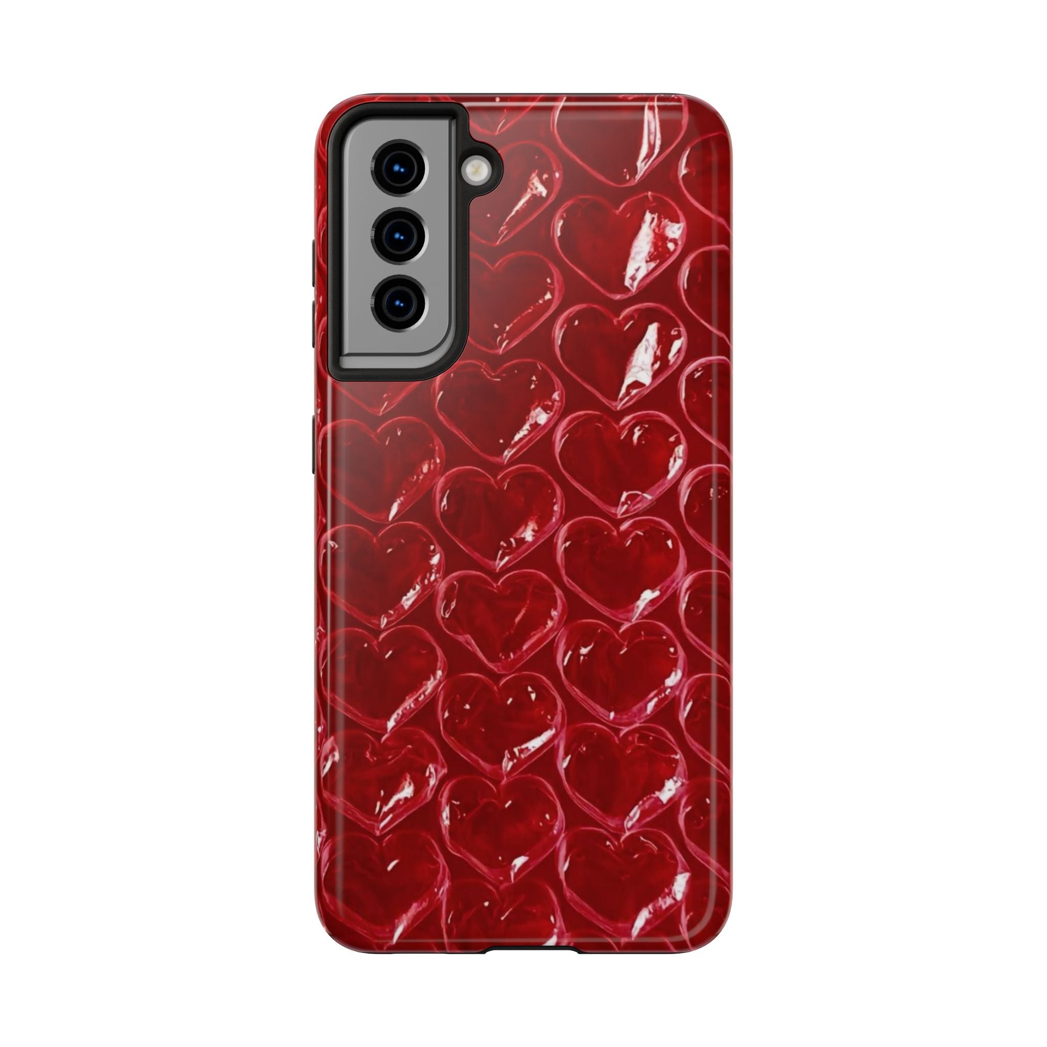 Red Heart Bubble Phone Case,  iPhone & Samsung Cute Love Pattern, Slim Protective Cover, Girls Women Design