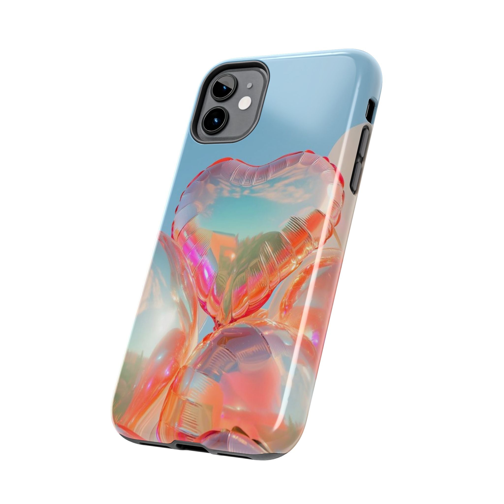 Heart Balloon Phone Case, Iridescent Love Design, iPhone & Samsung Protective Cover, Cute Aesthetic Fun, Girls Women Unique Gift
