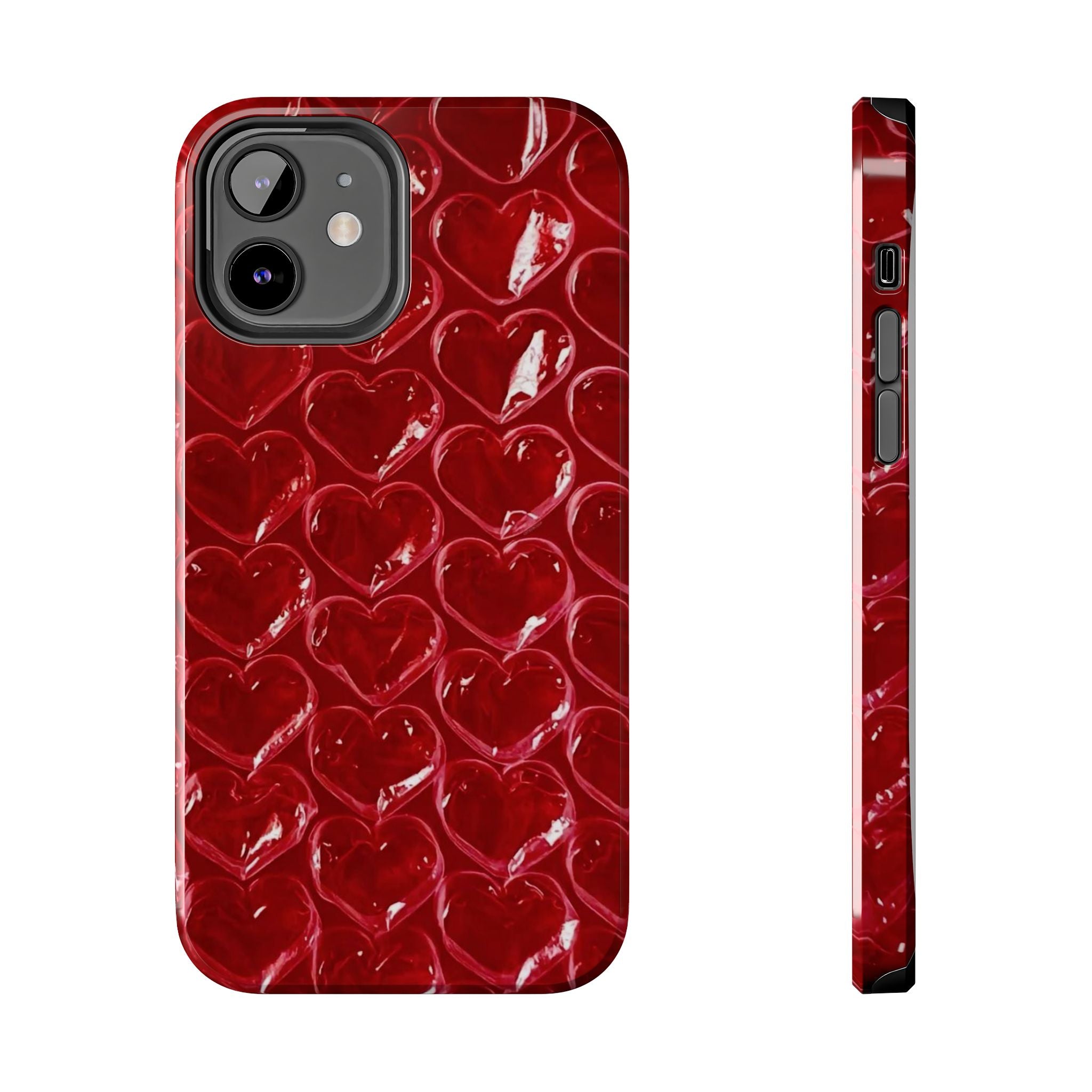 Red Heart Bubble Phone Case,  iPhone & Samsung Cute Love Pattern, Slim Protective Cover, Girls Women Design