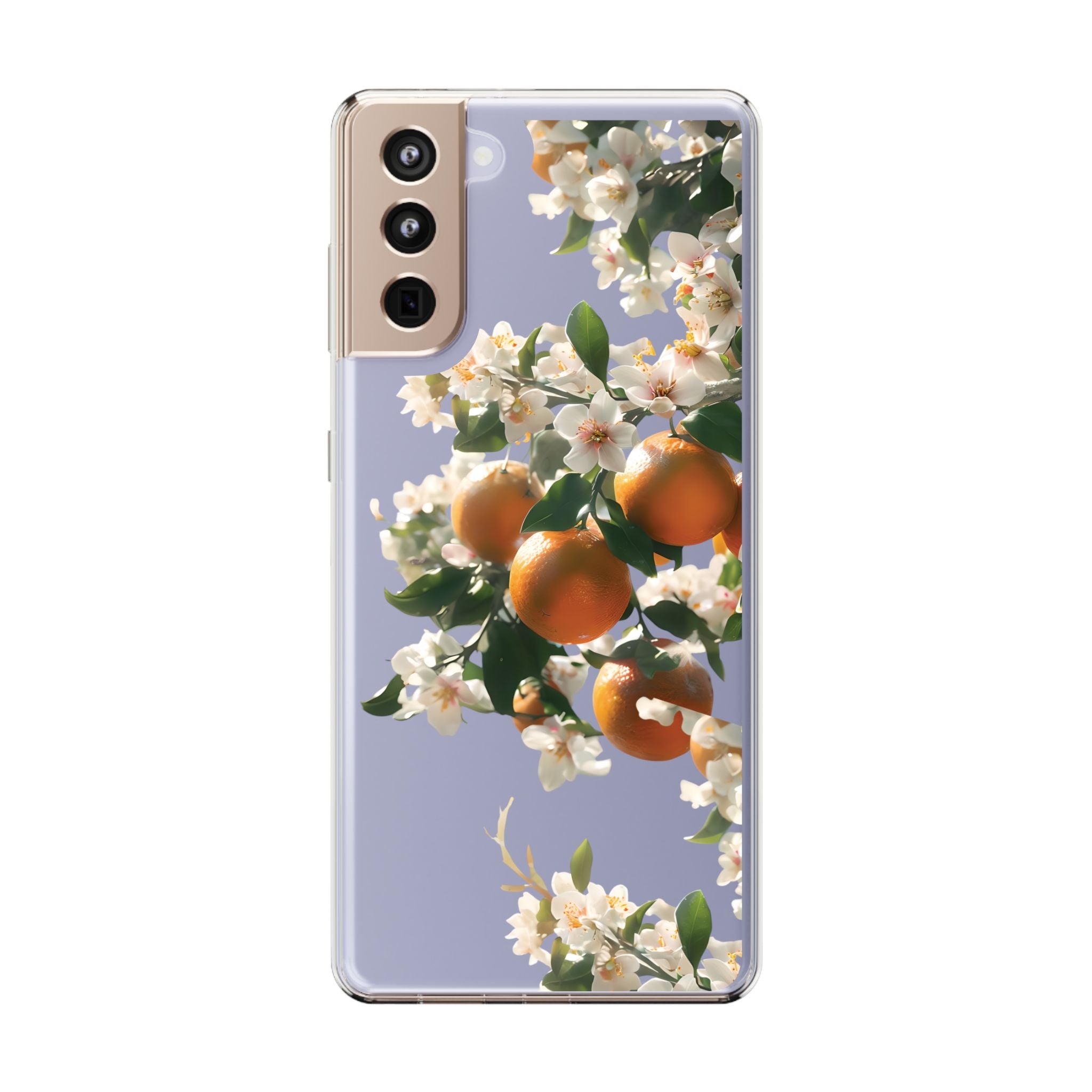 Citrus Blossom Floral Clear Phone Case, Protective Gift for Her, iPhone, Samsung, Google, Huawei