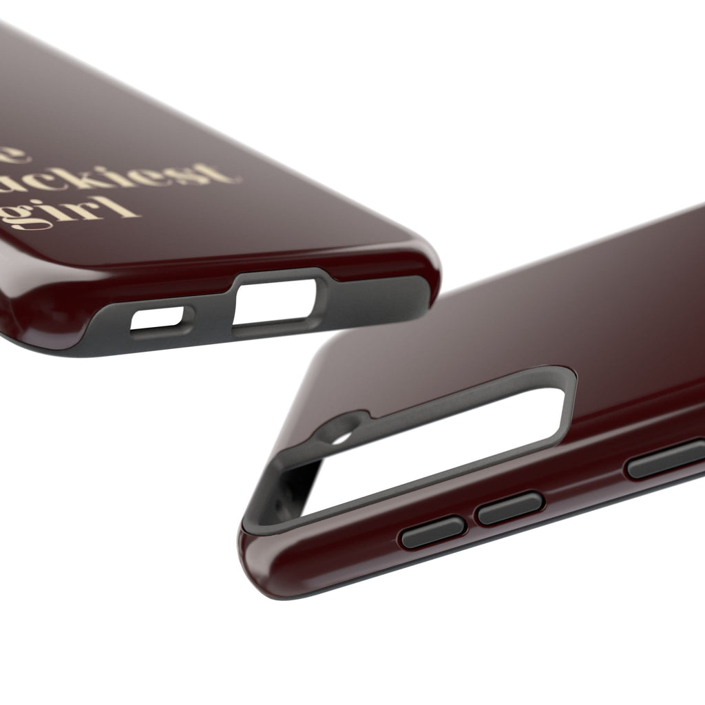 Burgundy Red Phone Case Minimal Aesthetic Protective The Luckiest Girl