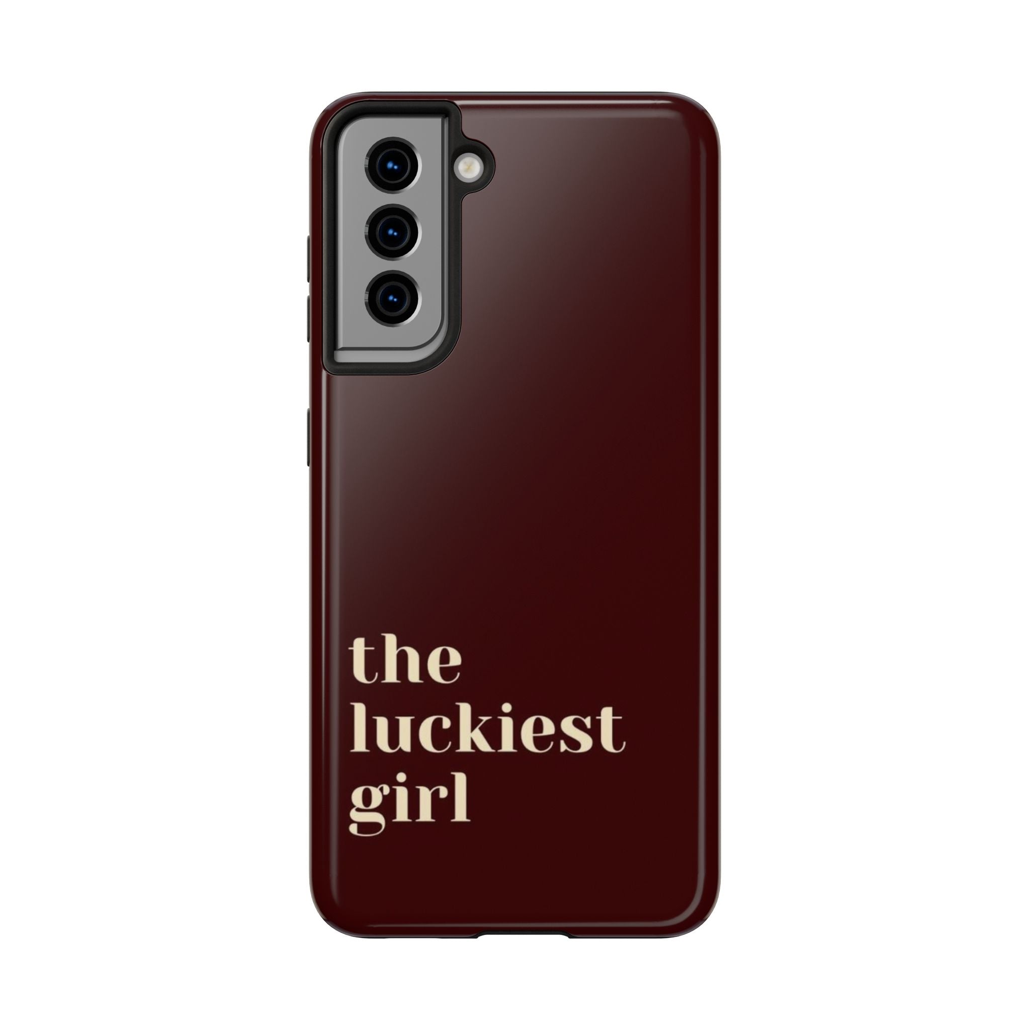 Burgundy Red Phone Case Minimal Aesthetic Protective The Luckiest Girl