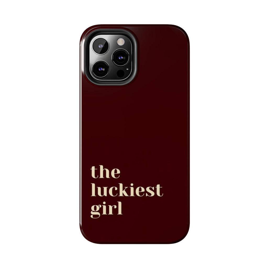 Burgundy Red Phone Case Minimal Aesthetic Protective The Luckiest Girl