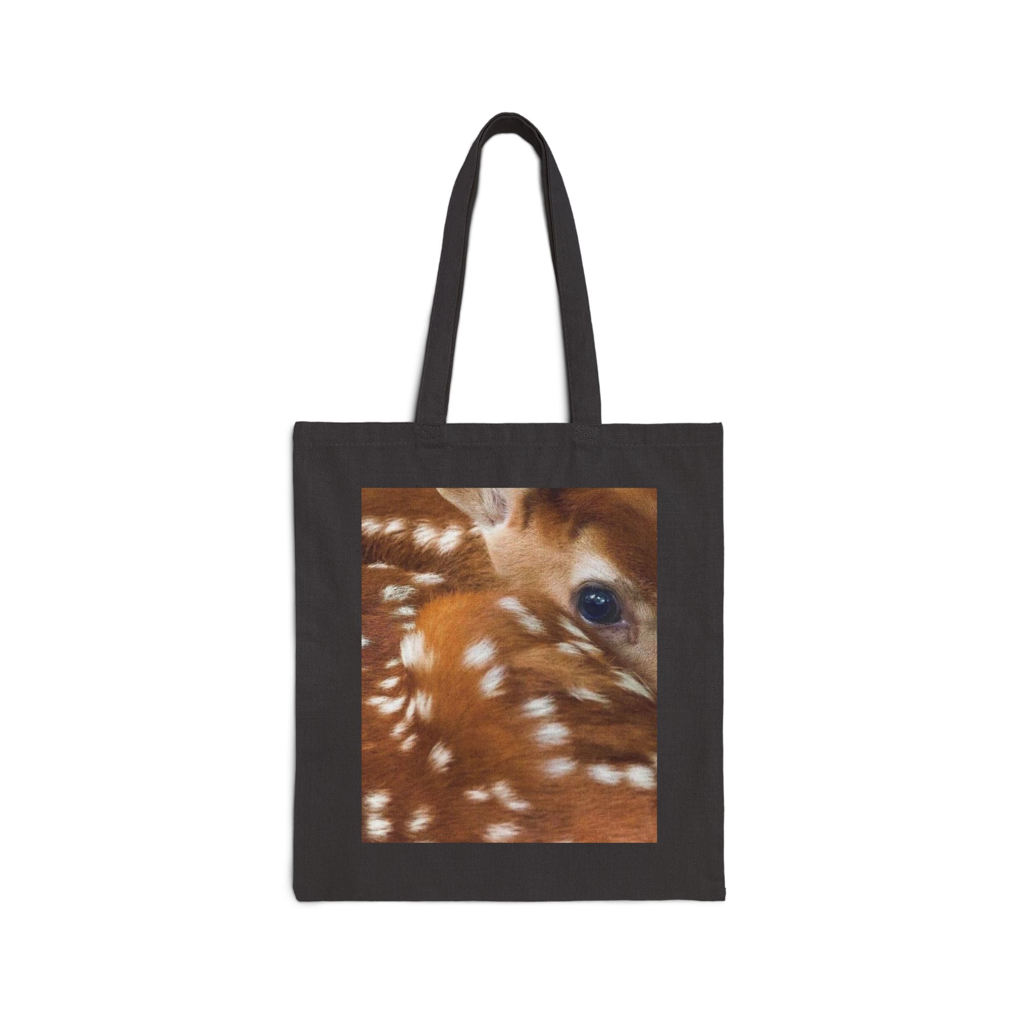 Fawn Deer Tote Bag, Baby Deer Eye Design, Aesthetic Cotton Canvas Bag, Reusable Shopping Gift, Wildlife Nature Lover