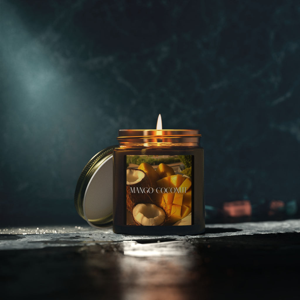 Mango Coconut Scented Candle, Coconut Apricot Wax, Tropical Home Aroma, Refreshing Scent, Summer Decor Gift, 4oz & 9oz