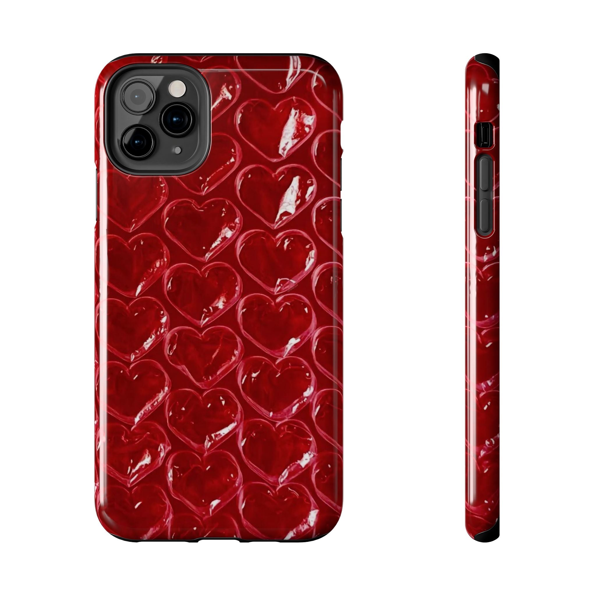 Red Heart Bubble Phone Case,  iPhone & Samsung Cute Love Pattern, Slim Protective Cover, Girls Women Design