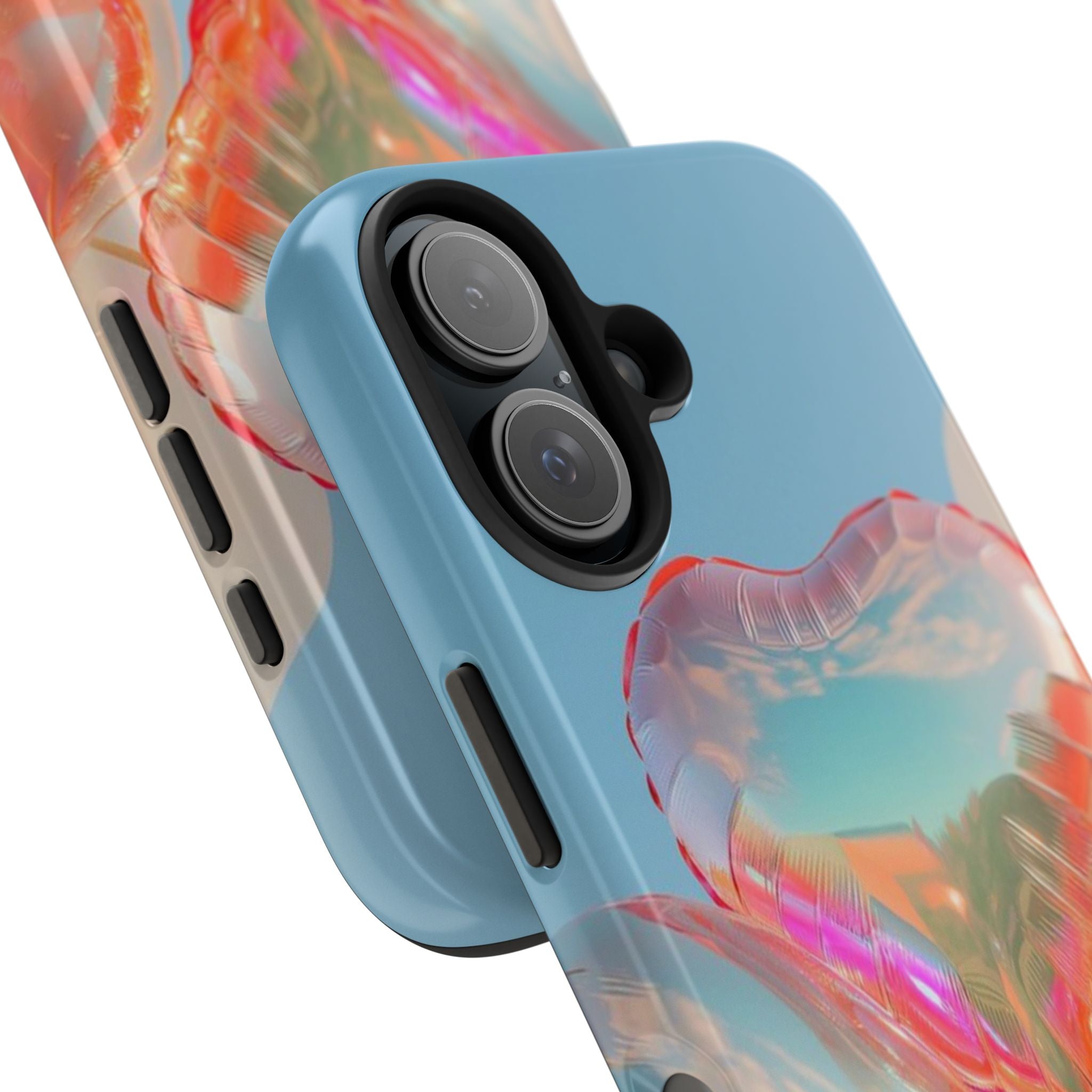 Heart Balloon Phone Case, Iridescent Love Design, iPhone & Samsung Protective Cover, Cute Aesthetic Fun, Girls Women Unique Gift