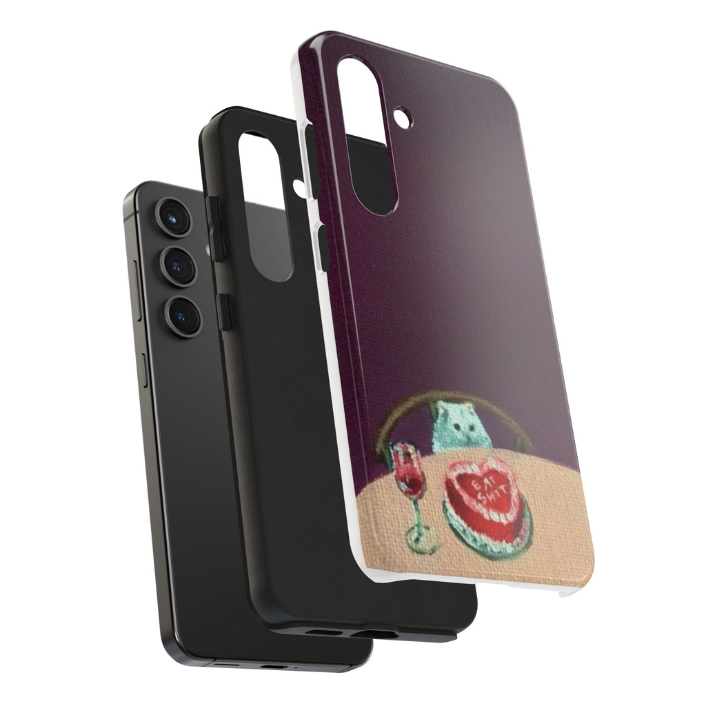 Cute Cat Phone Case, Funny Pet Animal Design, iPhone & Samsung Protective Cover, Birthday Cake Art, Unique Gift for Cat Lovers