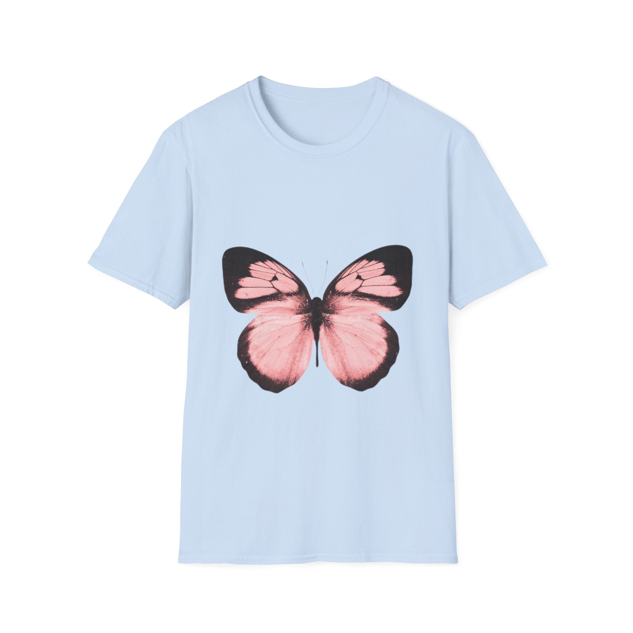 Pink Butterfly T-Shirt, Aesthetic Insect Graphic Tee, Nature Art Shirt, Soft Cotton Apparel, Unique Gift for Women Men
