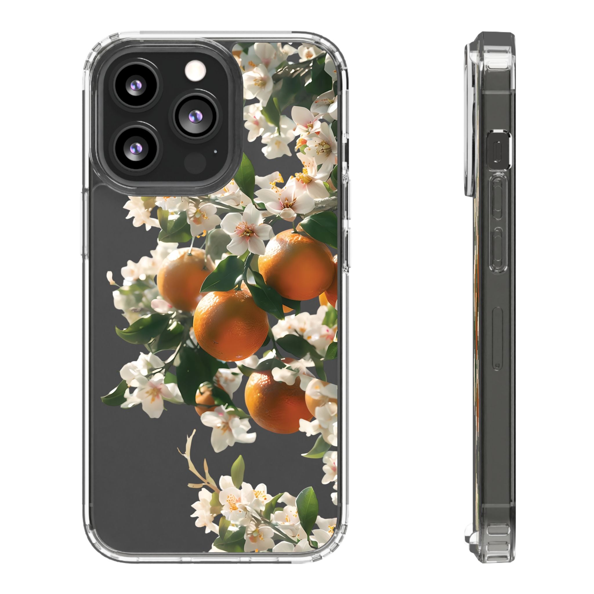 Citrus Blossom Floral Clear Phone Case, Protective Gift for Her, iPhone, Samsung, Google, Huawei