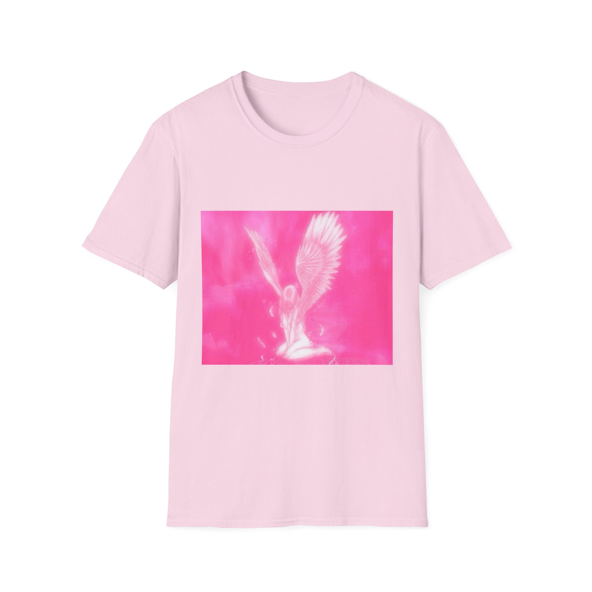 Pink Angel T-Shirt, Aesthetic Wing Graphic Tee, Heavenly Art Shirt, Soft Cotton Apparel, Unique Gift for Women Men