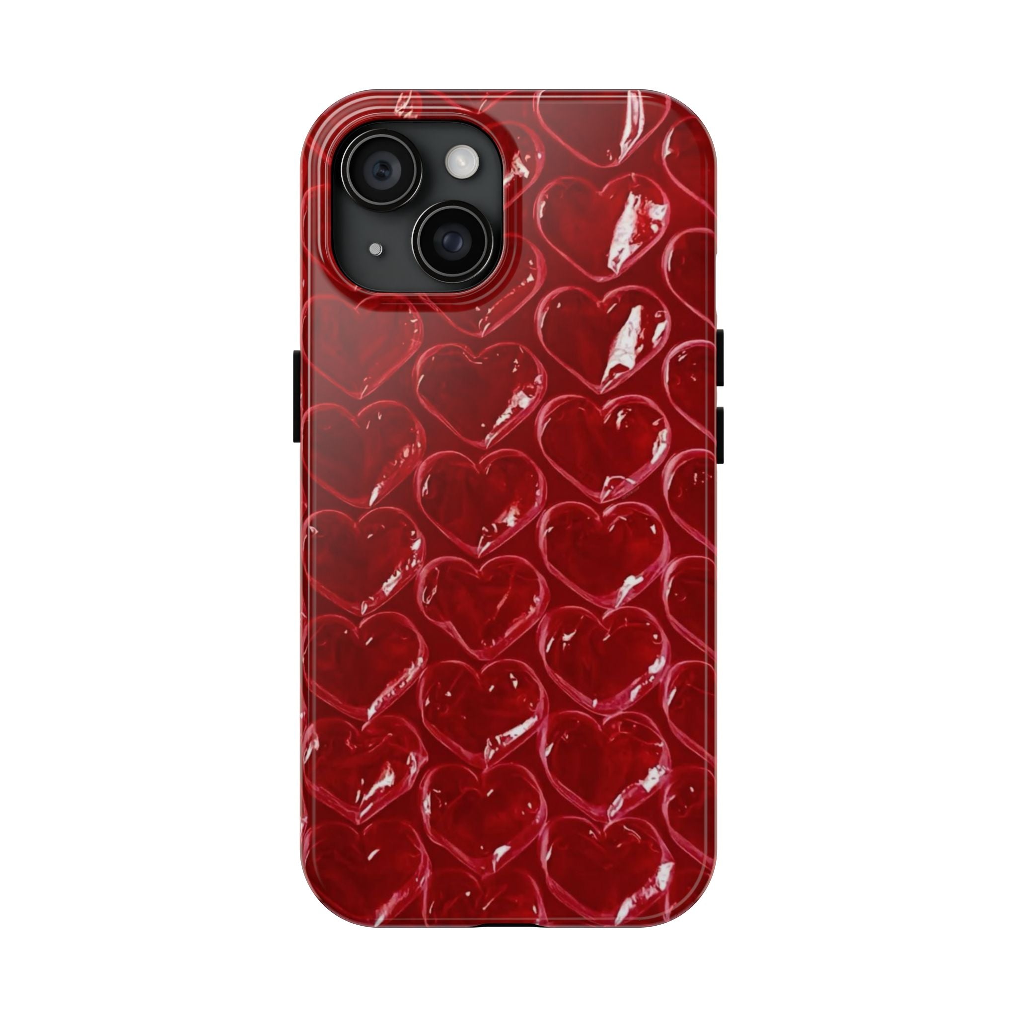 Red Heart Bubble Phone Case,  iPhone & Samsung Cute Love Pattern, Slim Protective Cover, Girls Women Design