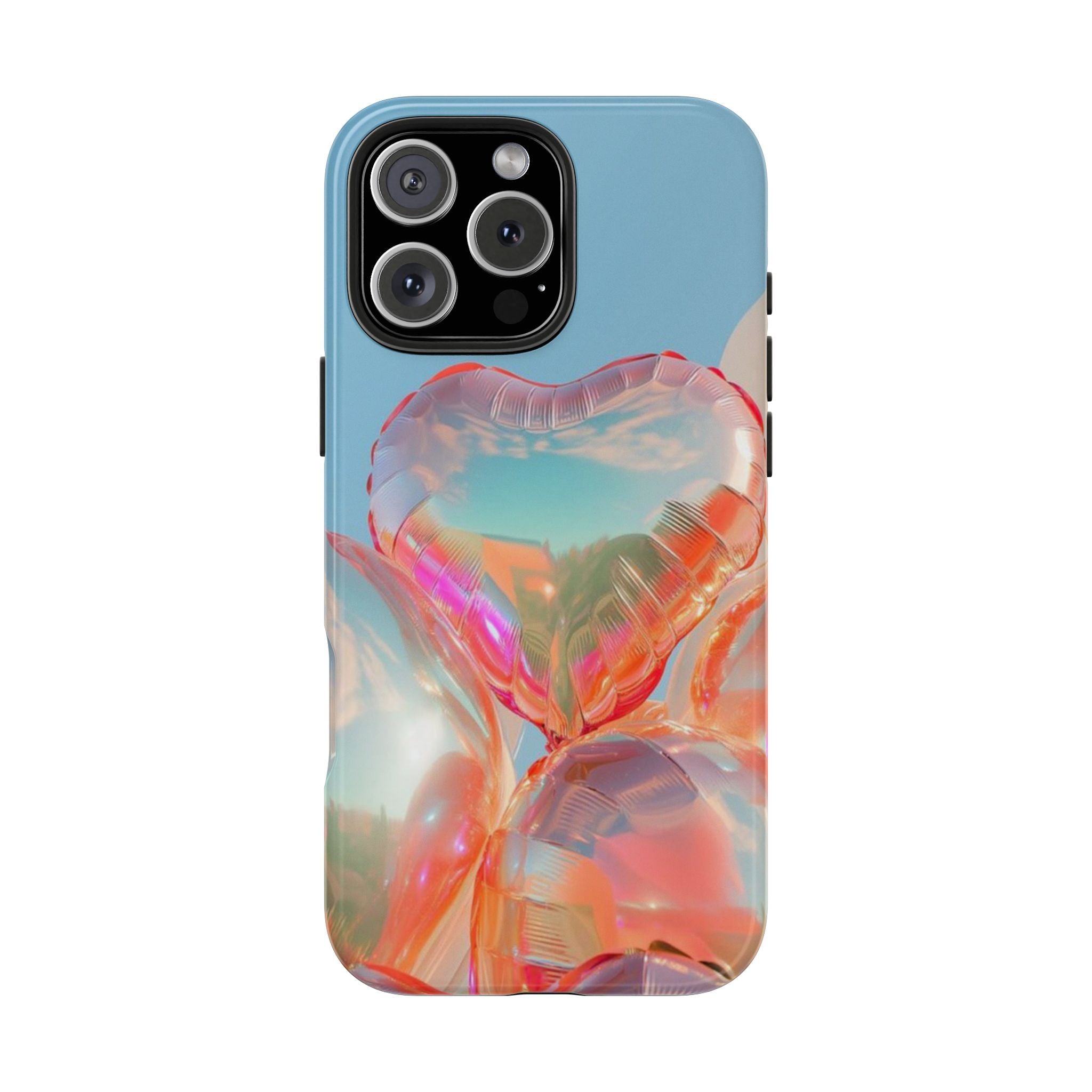 Heart Balloon Phone Case, Iridescent Love Design, iPhone & Samsung Protective Cover, Cute Aesthetic Fun, Girls Women Unique Gift