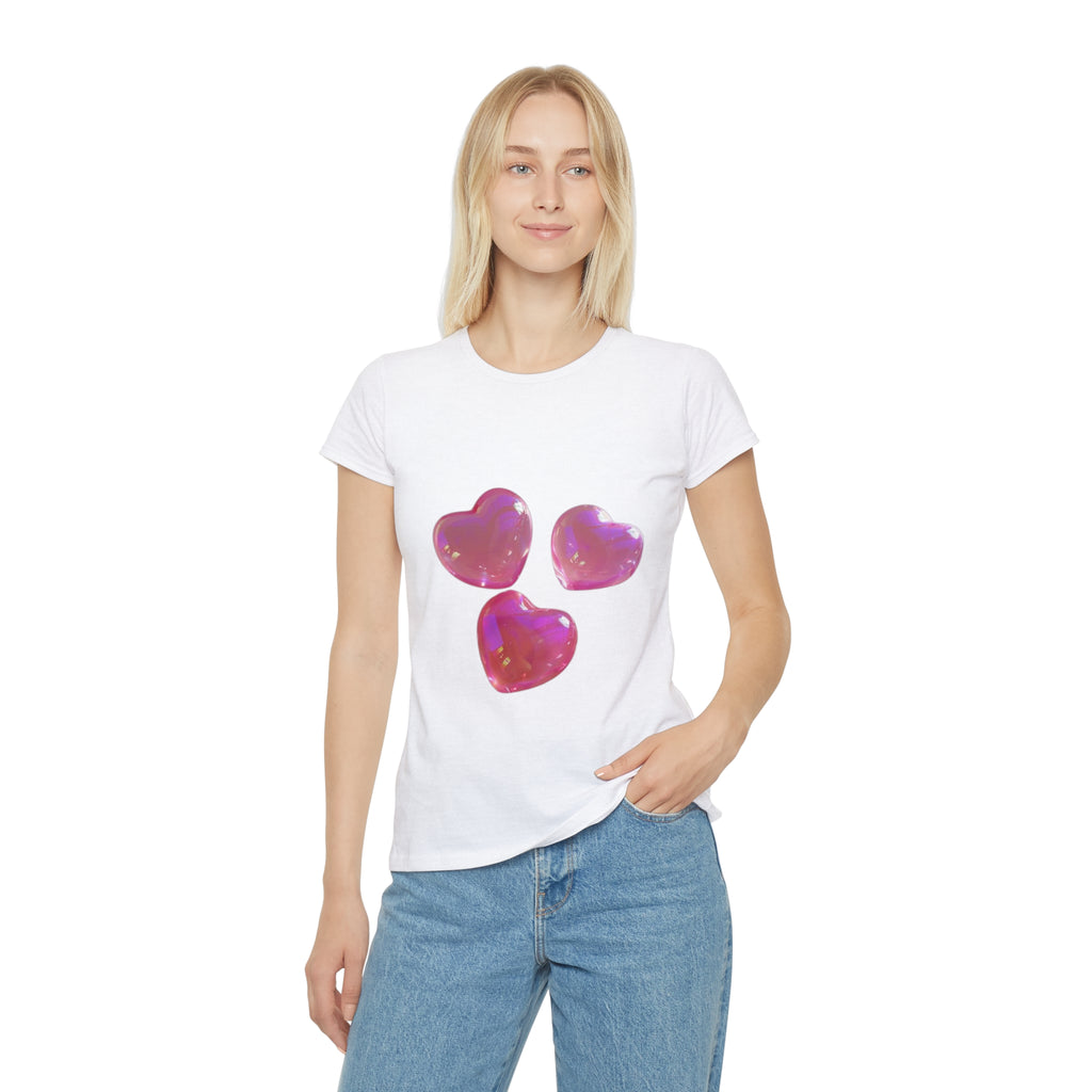 Jelly Pink Hearts T-Shirt, Cute Love Graphic Tee, Aesthetic Heart Design, Soft Cotton Apparel, Unique Gift for Women Girls