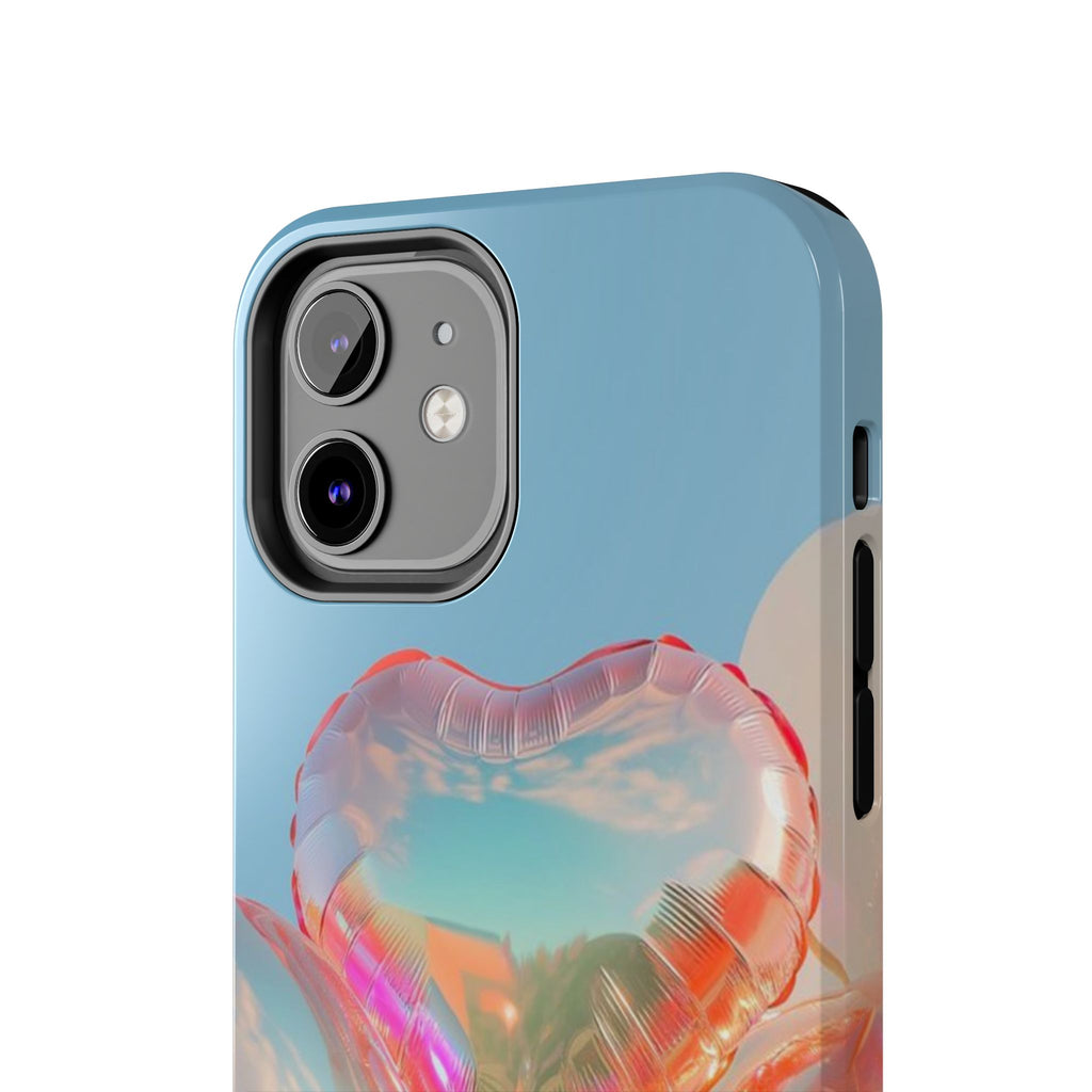 Heart Balloon Phone Case, Iridescent Love Design, iPhone & Samsung Protective Cover, Cute Aesthetic Fun, Girls Women Unique Gift