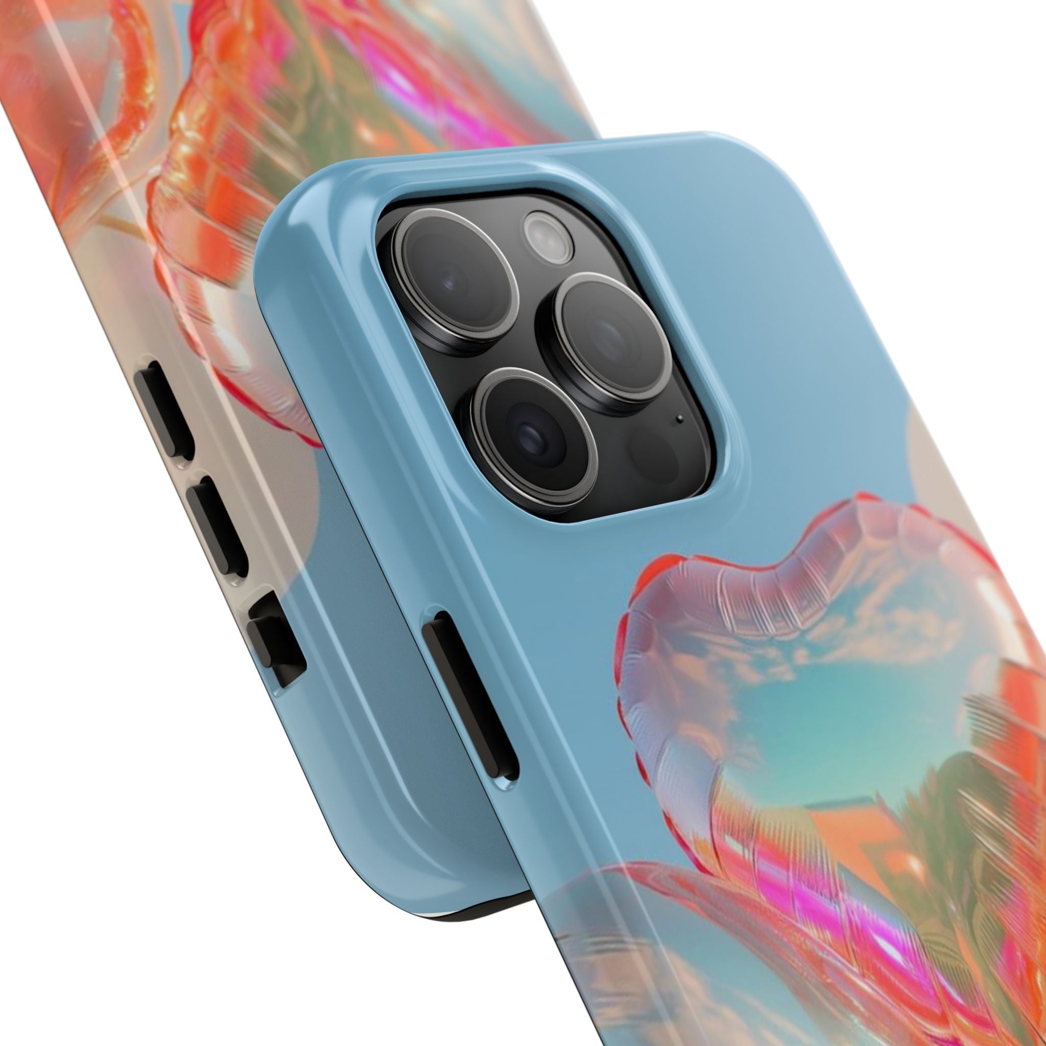 Heart Balloon Phone Case, Iridescent Love Design, iPhone & Samsung Protective Cover, Cute Aesthetic Fun, Girls Women Unique Gift