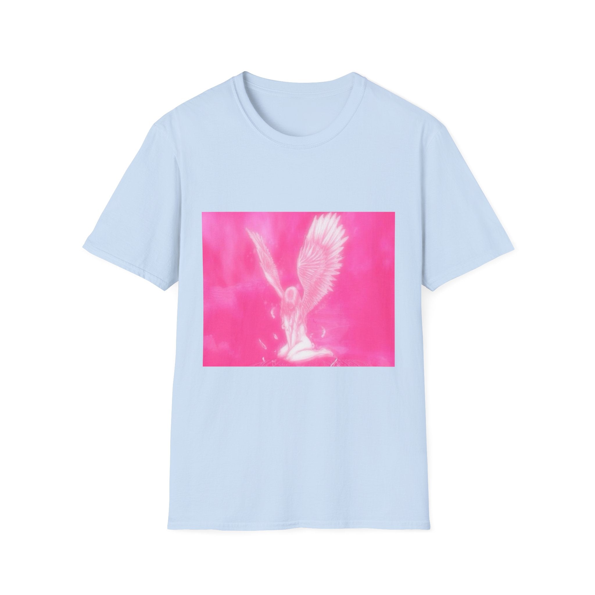 Pink Angel T-Shirt, Aesthetic Wing Graphic Tee, Heavenly Art Shirt, Soft Cotton Apparel, Unique Gift for Women Men
