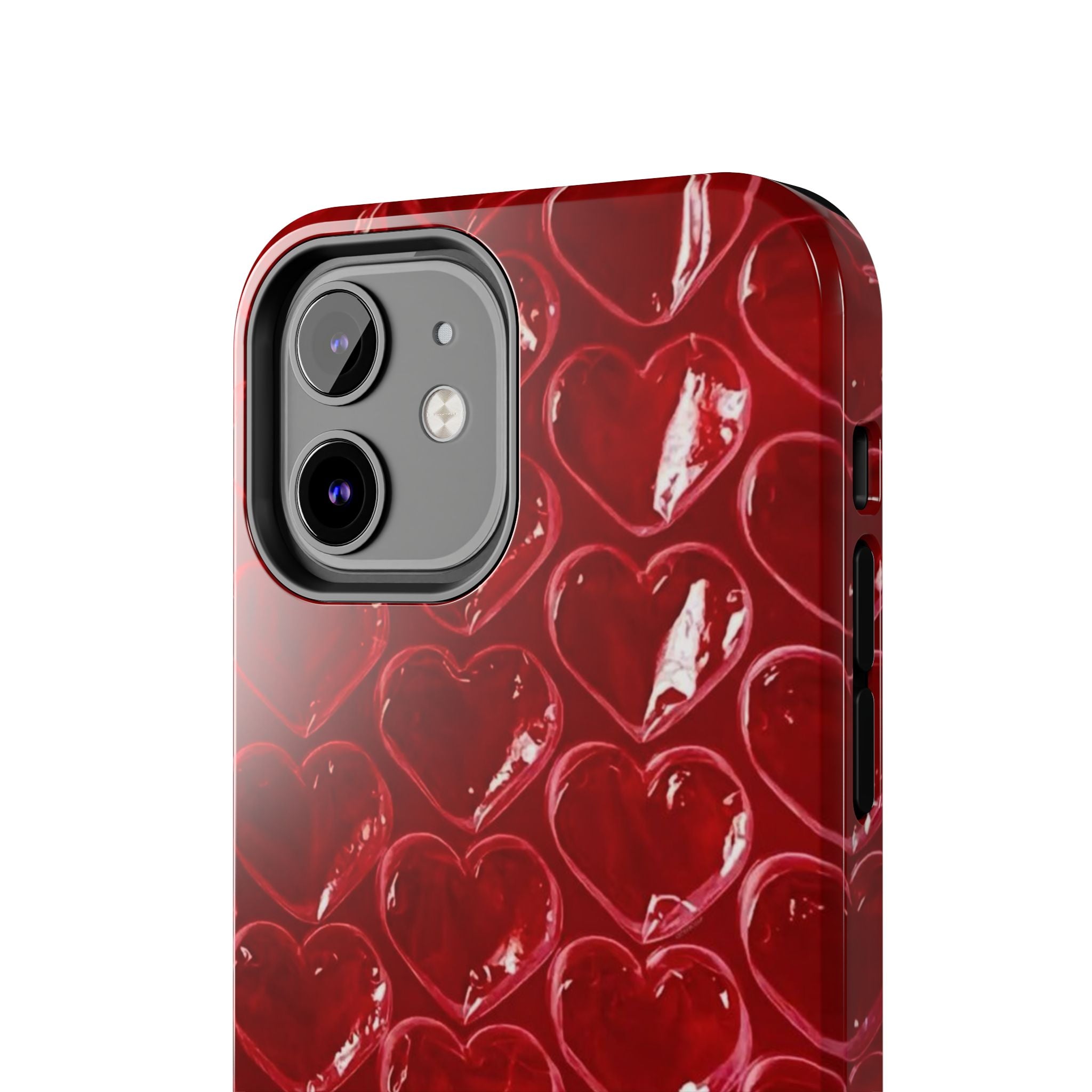 Red Heart Bubble Phone Case,  iPhone & Samsung Cute Love Pattern, Slim Protective Cover, Girls Women Design