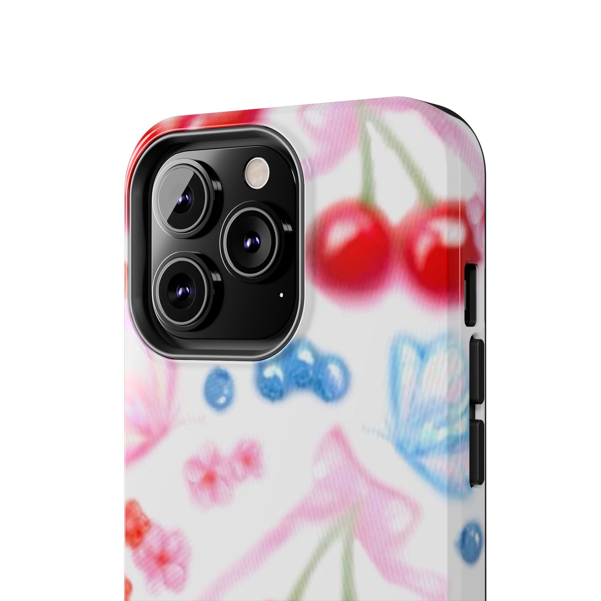 Cute Cherry Strawberry Phone Case, Bow Butterfly Design, iPhone & Samsung Protective Cover, Girls Women Fun Gift, Fruit Floral Pattern