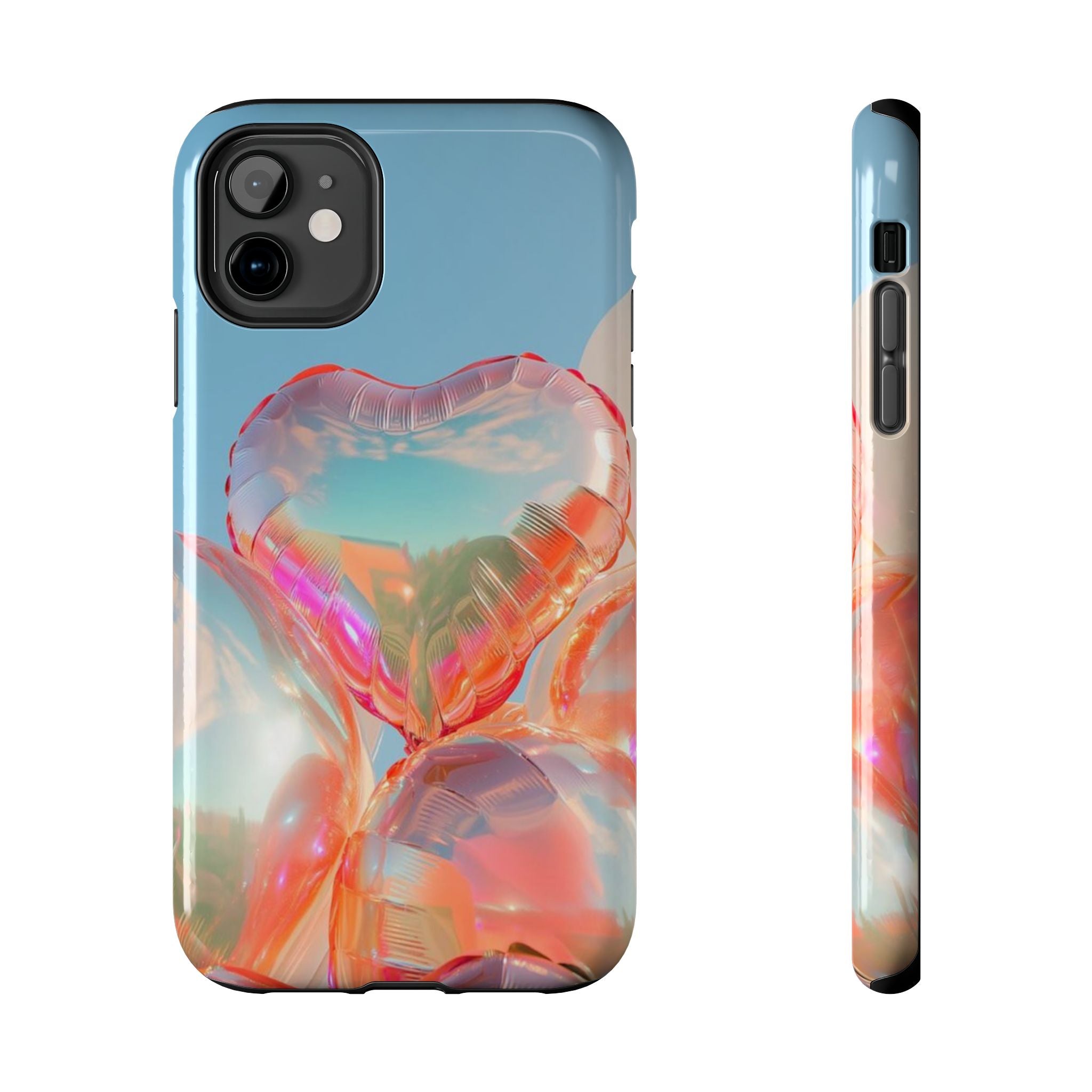 Heart Balloon Phone Case, Iridescent Love Design, iPhone & Samsung Protective Cover, Cute Aesthetic Fun, Girls Women Unique Gift