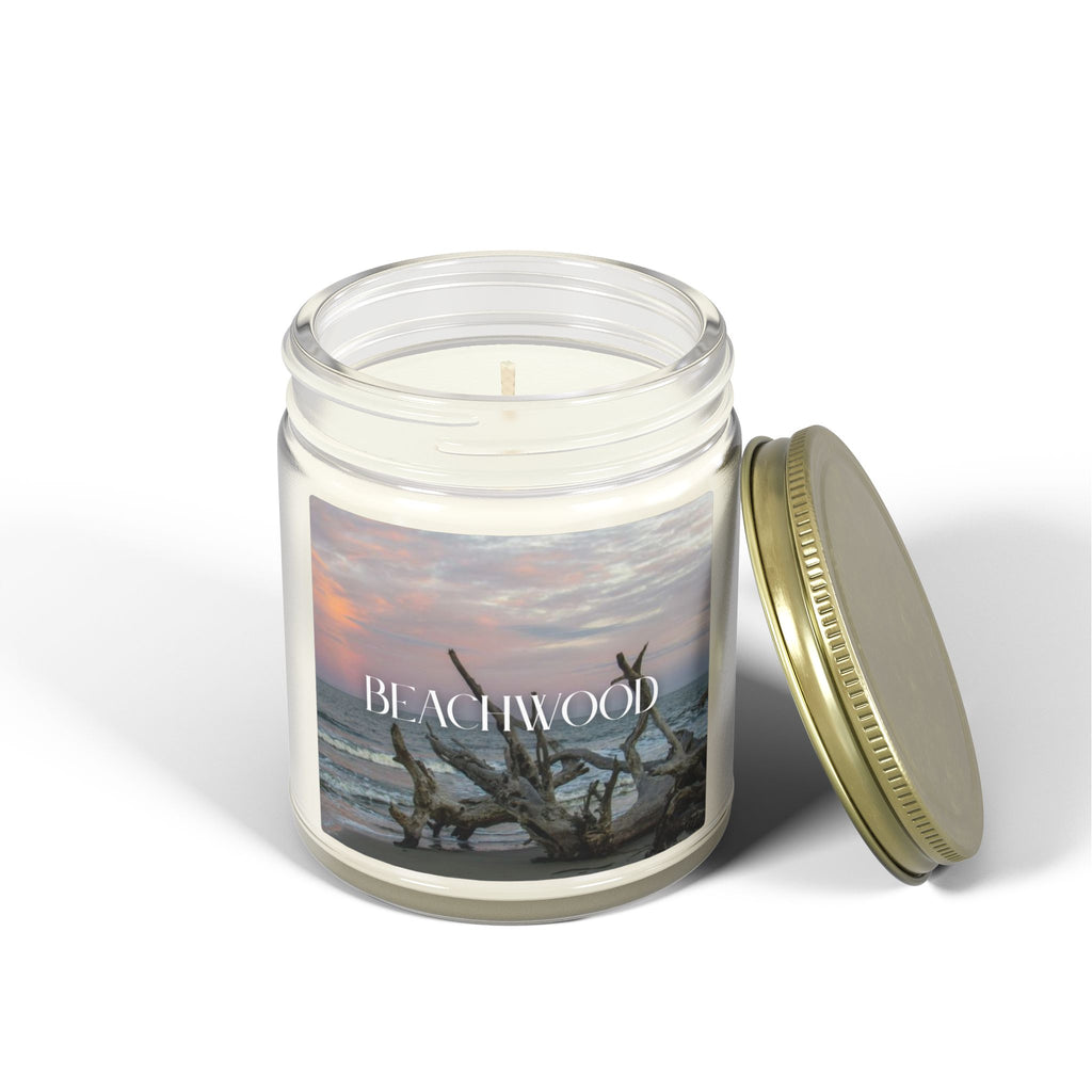 Beachwood Scented Candle, Coconut Apricot Wax, Coastal Home Fragrance, Ocean Scented Aroma, Calming Decor Gift, 4oz & 9oz