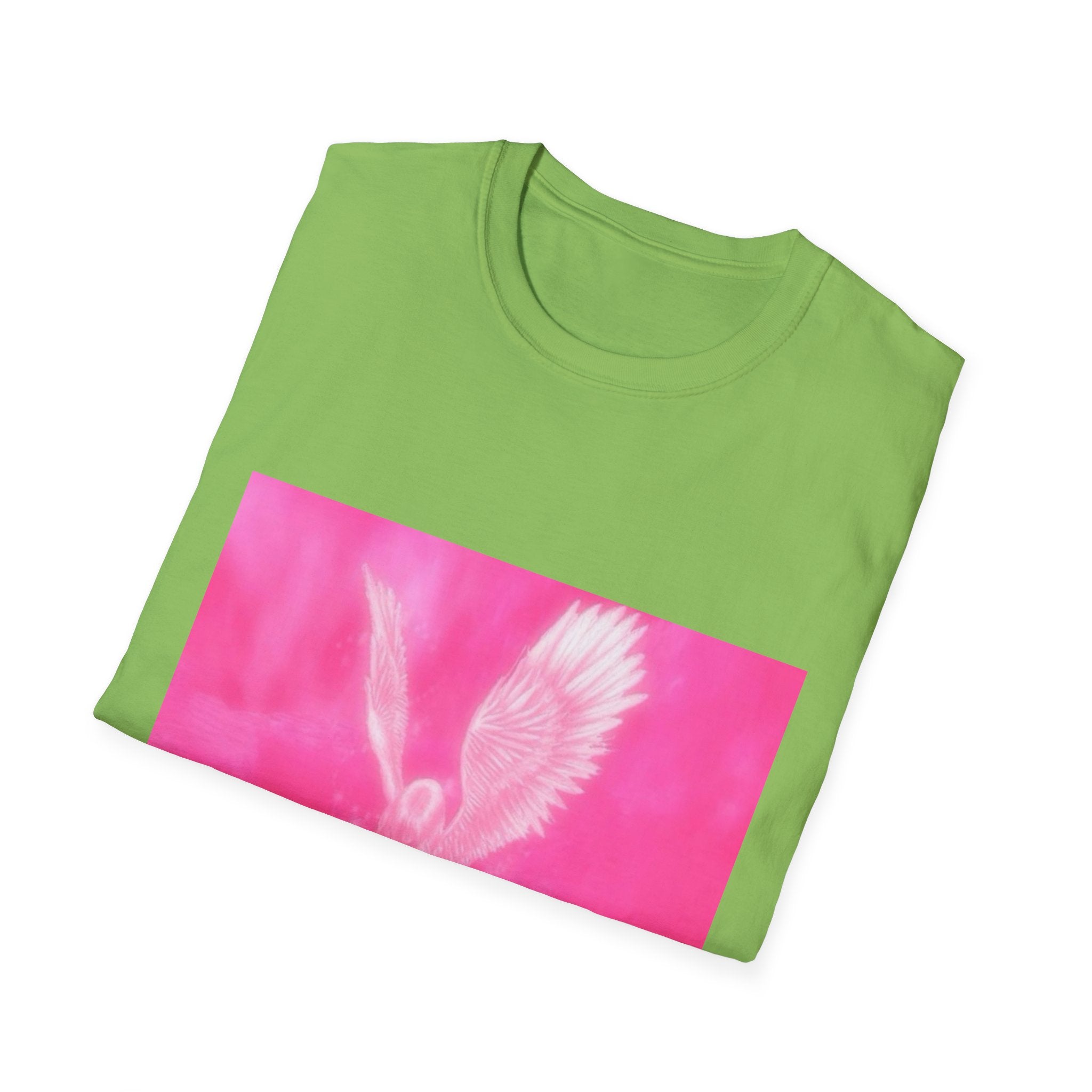 Pink Angel T-Shirt, Aesthetic Wing Graphic Tee, Heavenly Art Shirt, Soft Cotton Apparel, Unique Gift for Women Men