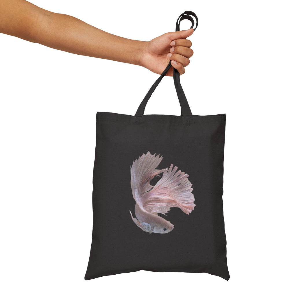 Pink Betta Fish Tote Bag, Aquarium Lover Design, Aesthetic Cotton Canvas Bag, Reusable Shopping Gift, Unique Aquatic Art