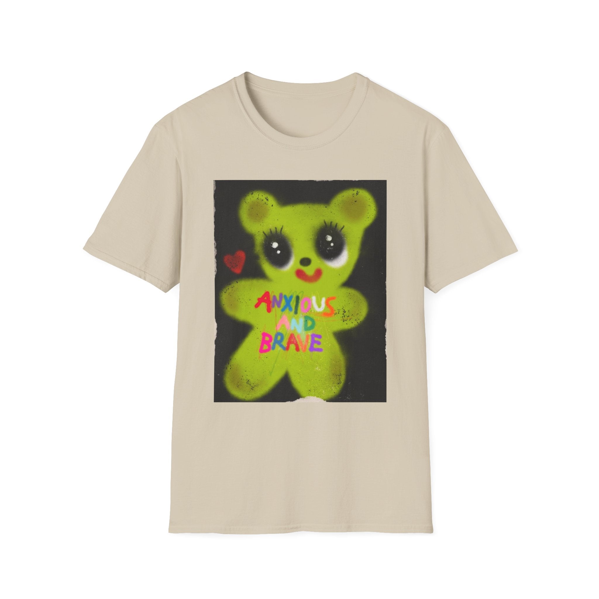 Anxious and Brave Bear T-Shirt – Cute Mental Health Graphic Tee for Men & Women