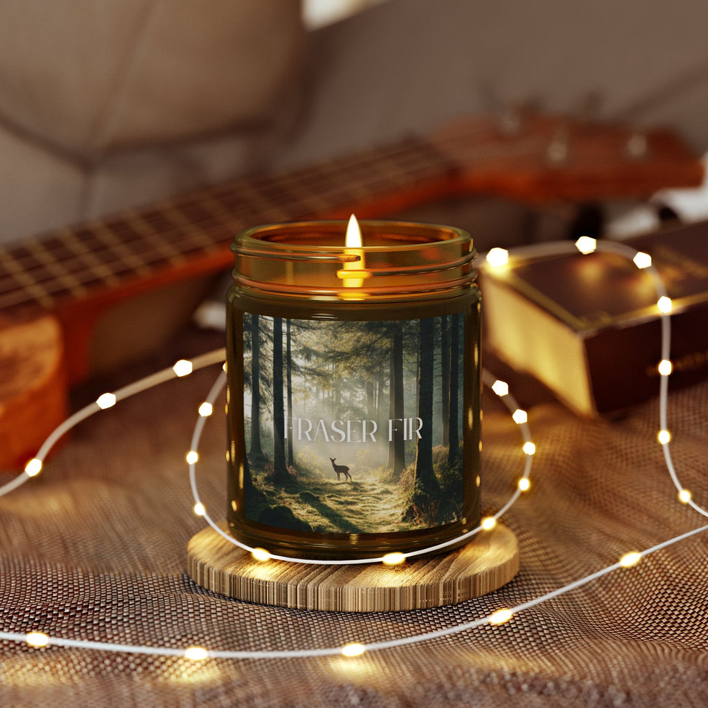 Pine Forest Scented Candle, Coconut Apricot Wax, Fresh Forest Scent, Winter Holiday Aroma, Woodsy Home Decor Gift, 4oz & 9oz