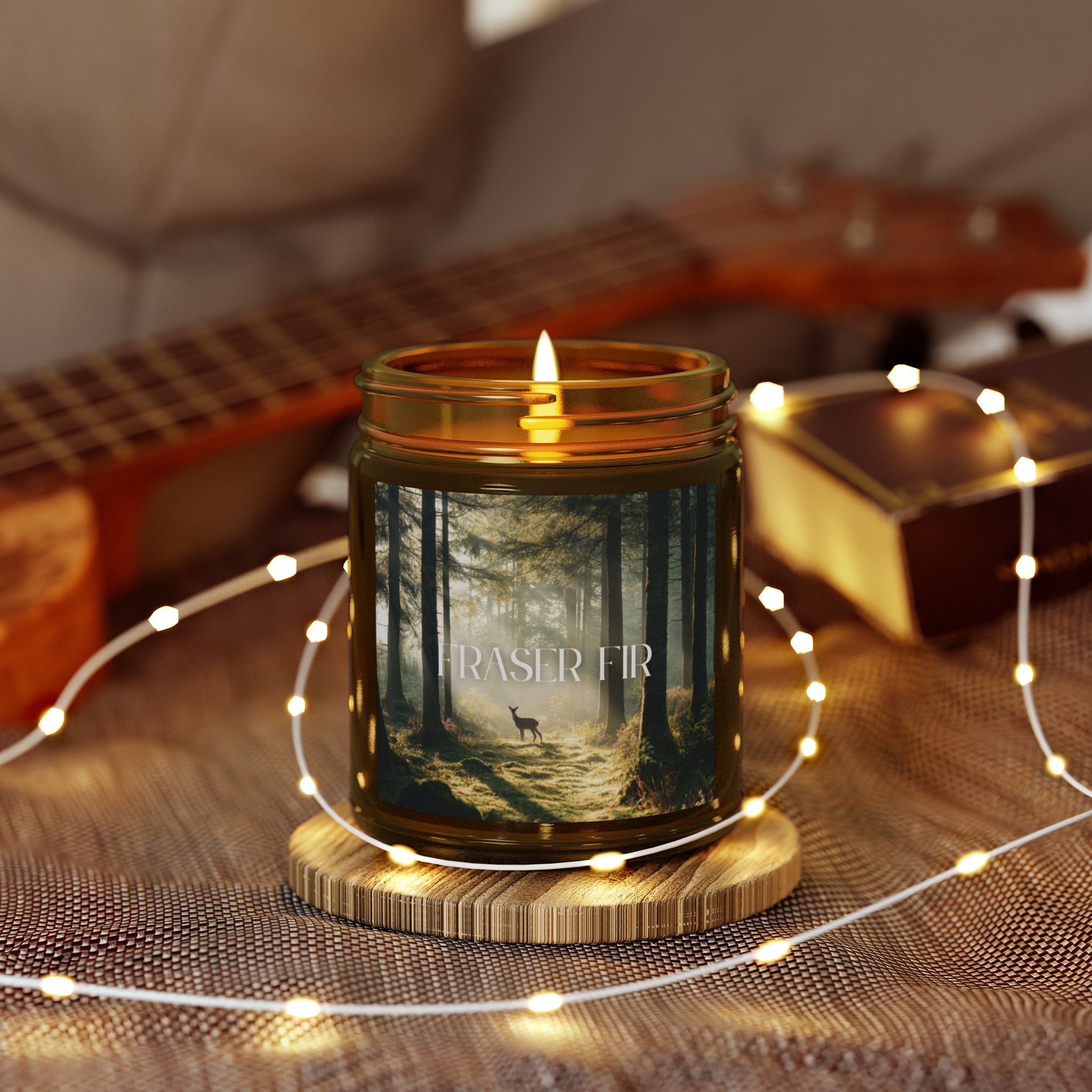 Pine Forest Scented Candle, Coconut Apricot Wax, Fresh Forest Scent, Winter Holiday Aroma, Woodsy Home Decor Gift, 4oz & 9oz