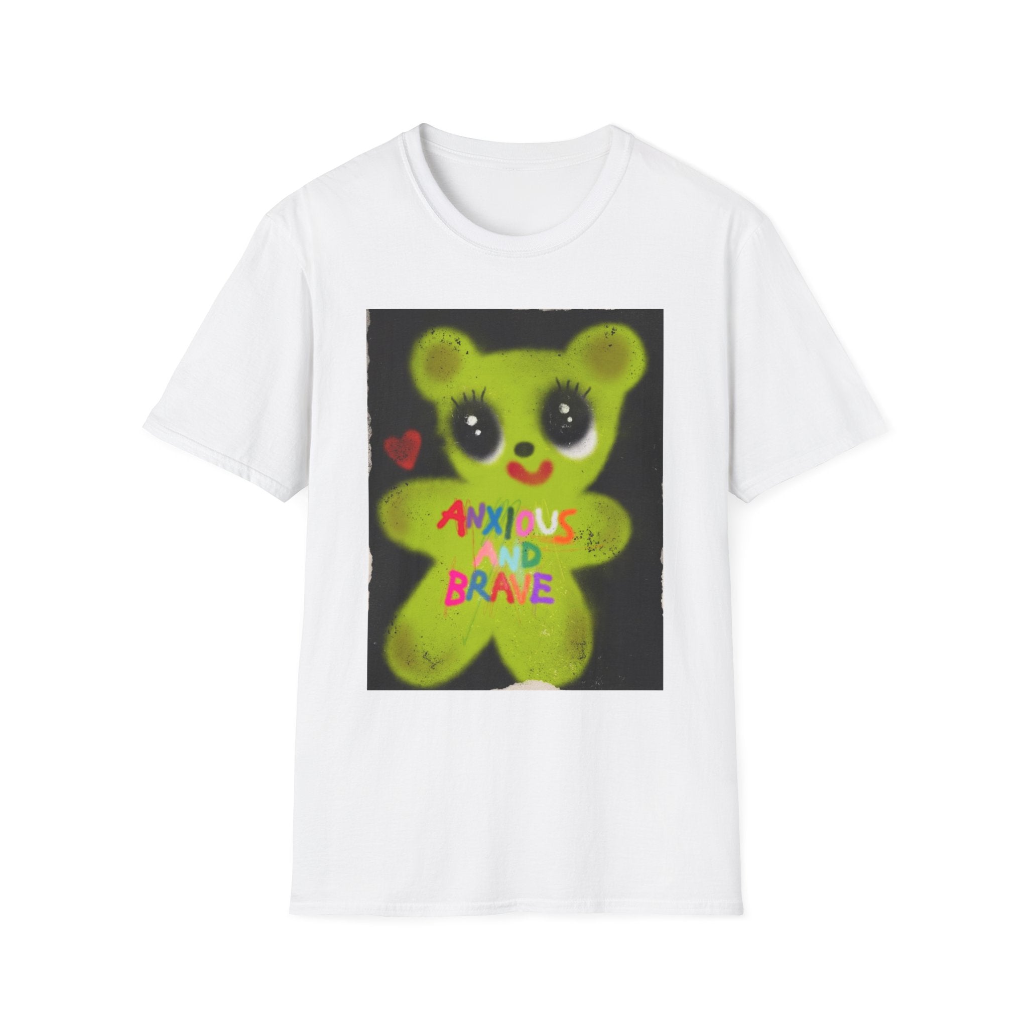 Anxious and Brave Bear T-Shirt – Cute Mental Health Graphic Tee for Men & Women