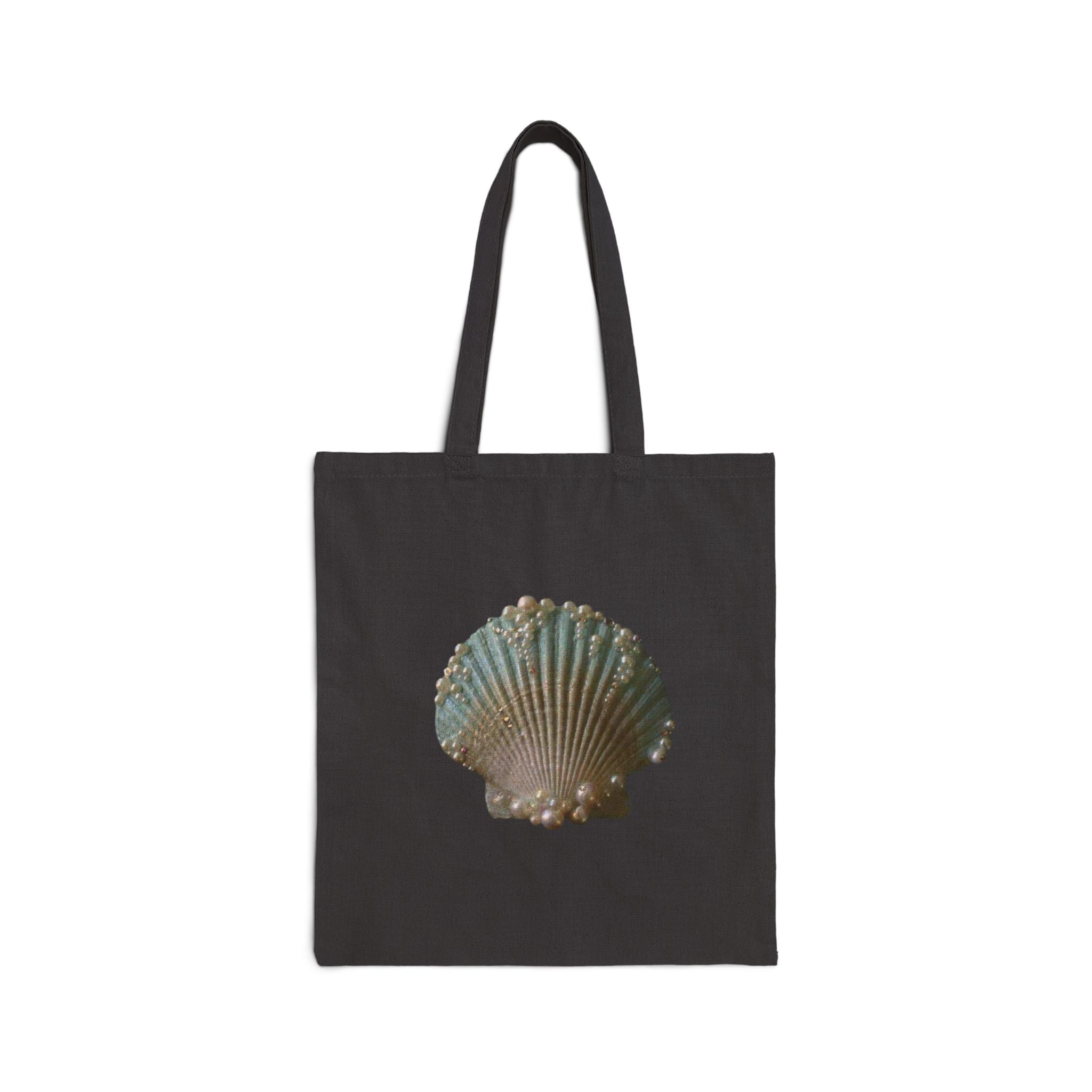 Shell Tote Bag, Ocean Beach Design, Aesthetic Cotton Canvas Bag, Reusable Shopping Gift, Coastal Lover Accessory