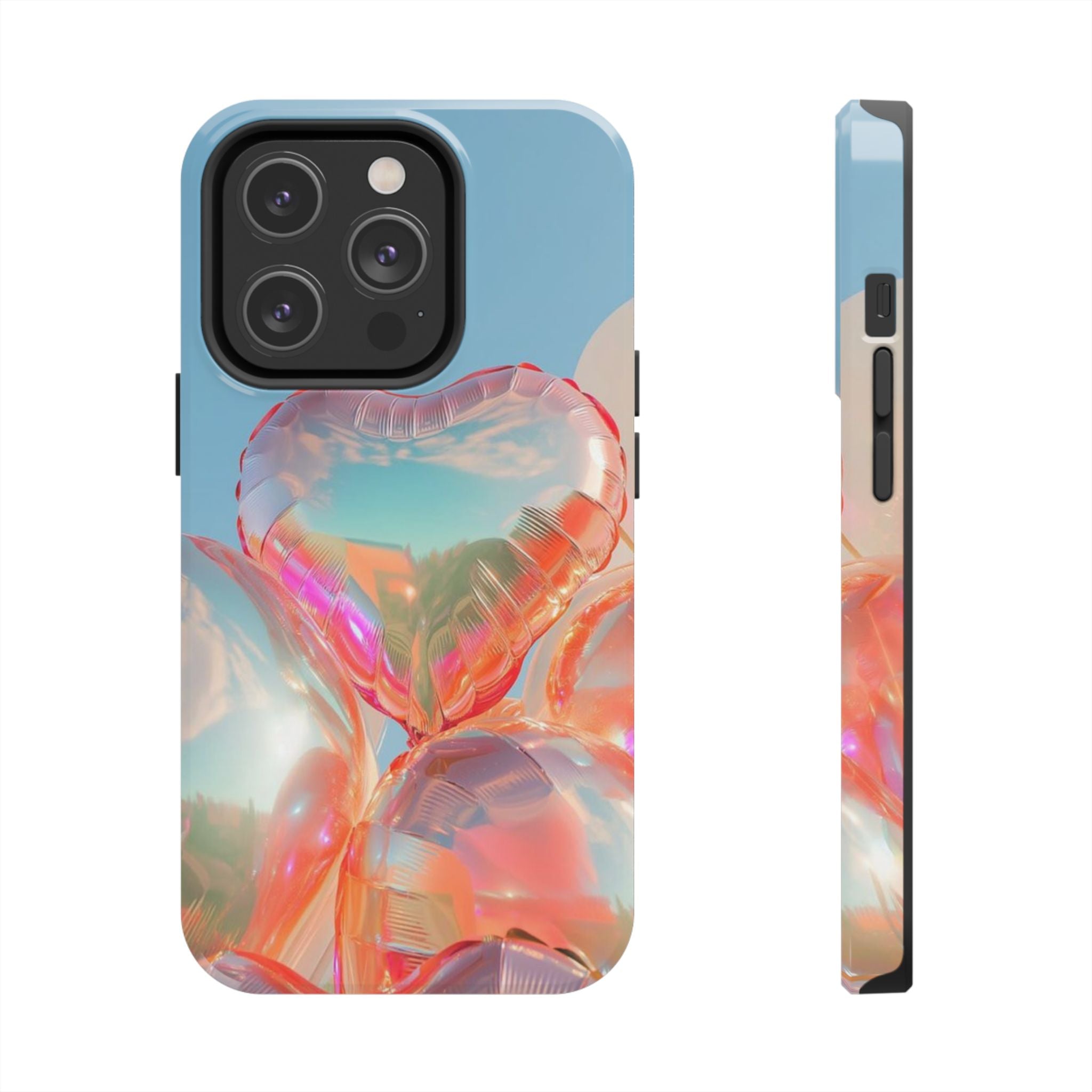 Heart Balloon Phone Case, Iridescent Love Design, iPhone & Samsung Protective Cover, Cute Aesthetic Fun, Girls Women Unique Gift
