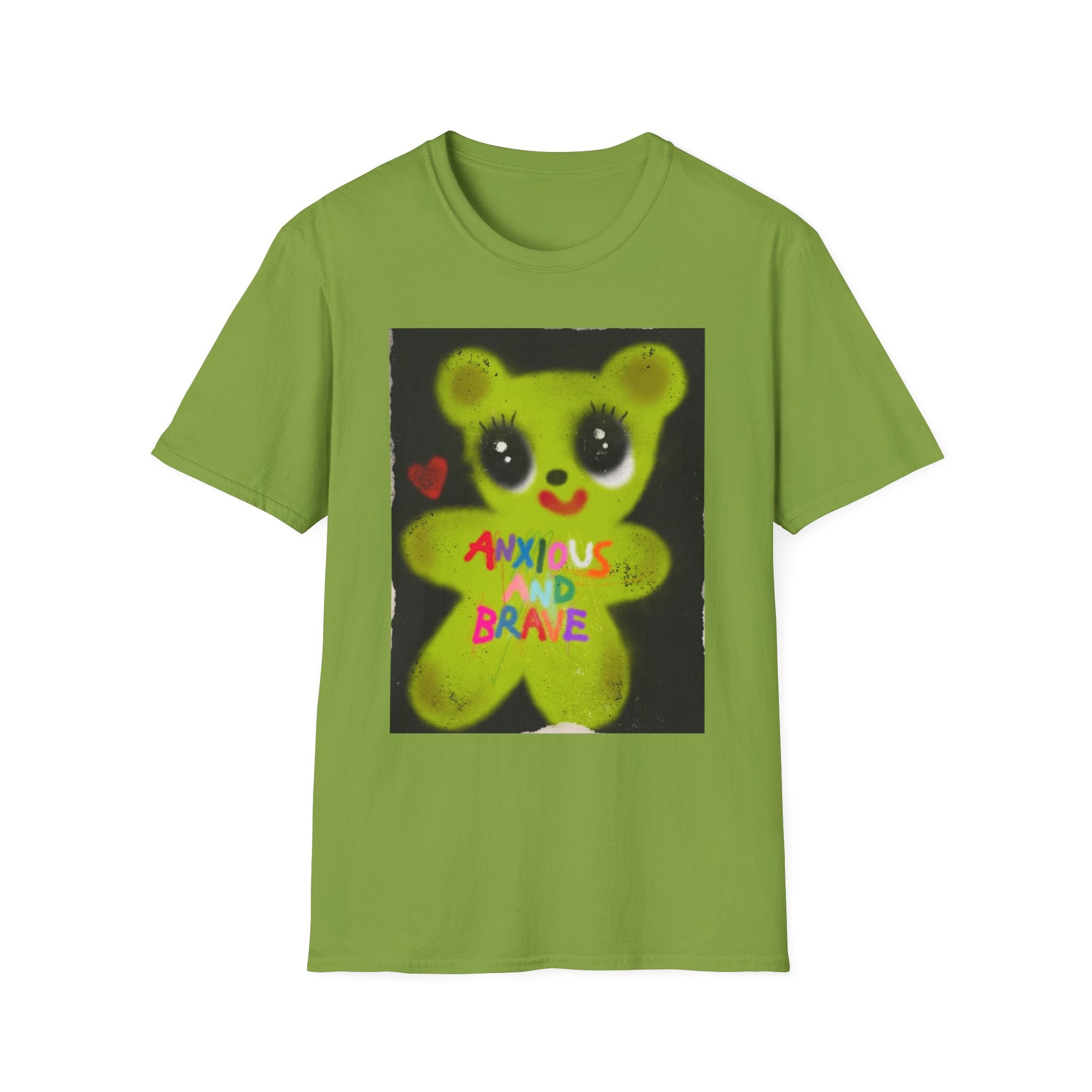 Anxious and Brave Bear T-Shirt – Cute Mental Health Graphic Tee for Men & Women