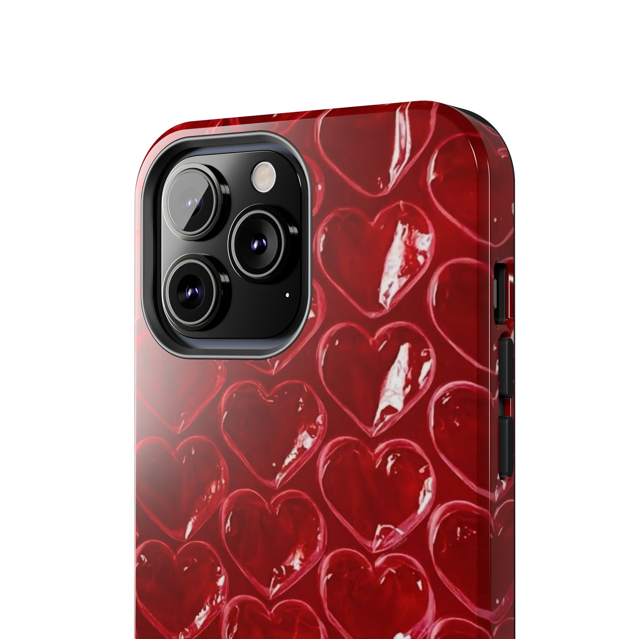 Red Heart Bubble Phone Case,  iPhone & Samsung Cute Love Pattern, Slim Protective Cover, Girls Women Design