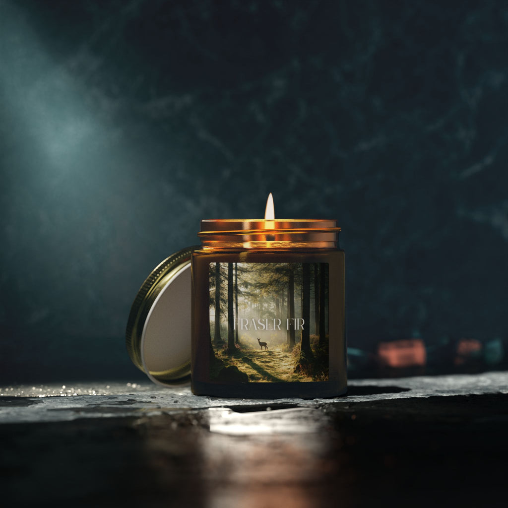 Pine Forest Scented Candle, Coconut Apricot Wax, Fresh Forest Scent, Winter Holiday Aroma, Woodsy Home Decor Gift, 4oz & 9oz