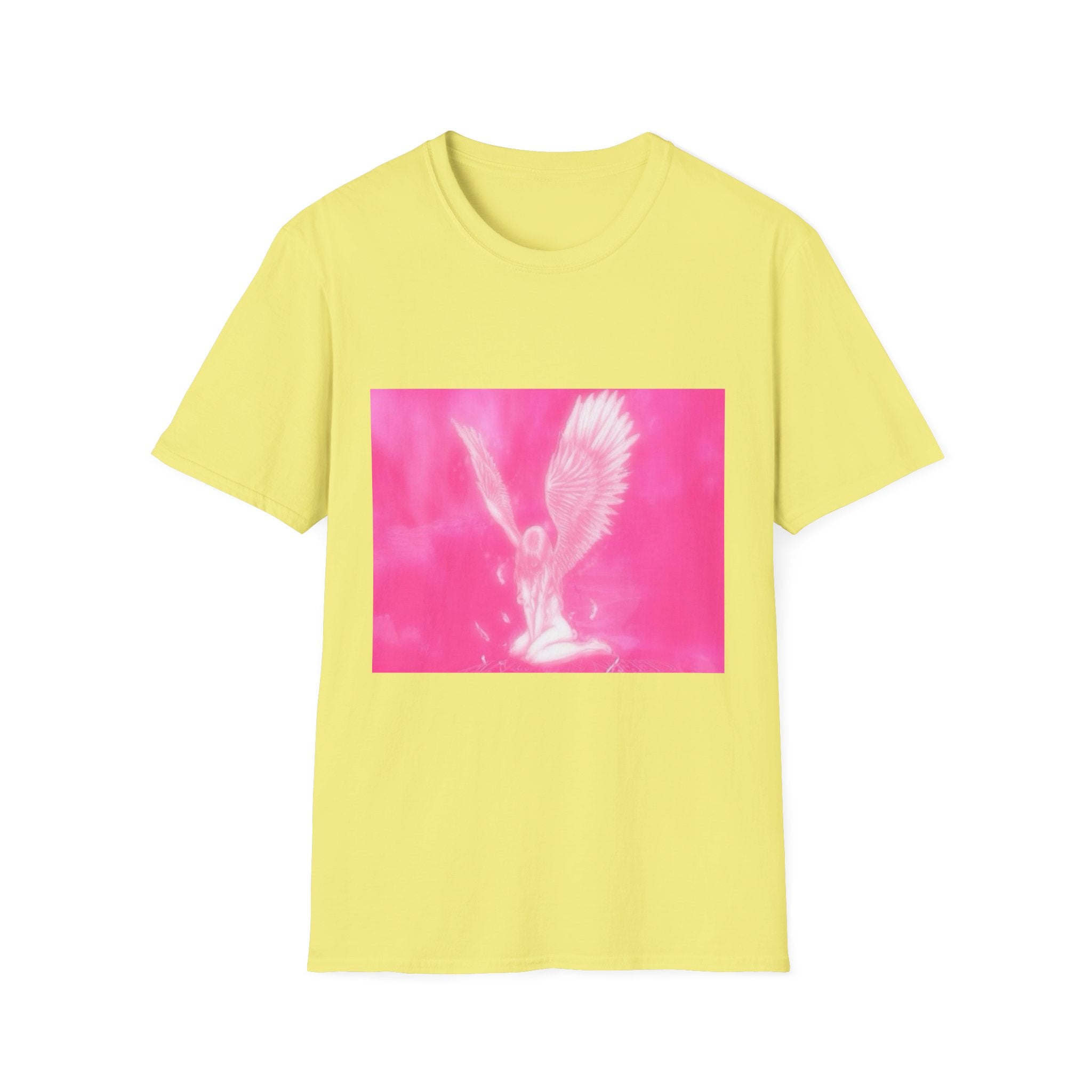Pink Angel T-Shirt, Aesthetic Wing Graphic Tee, Heavenly Art Shirt, Soft Cotton Apparel, Unique Gift for Women Men