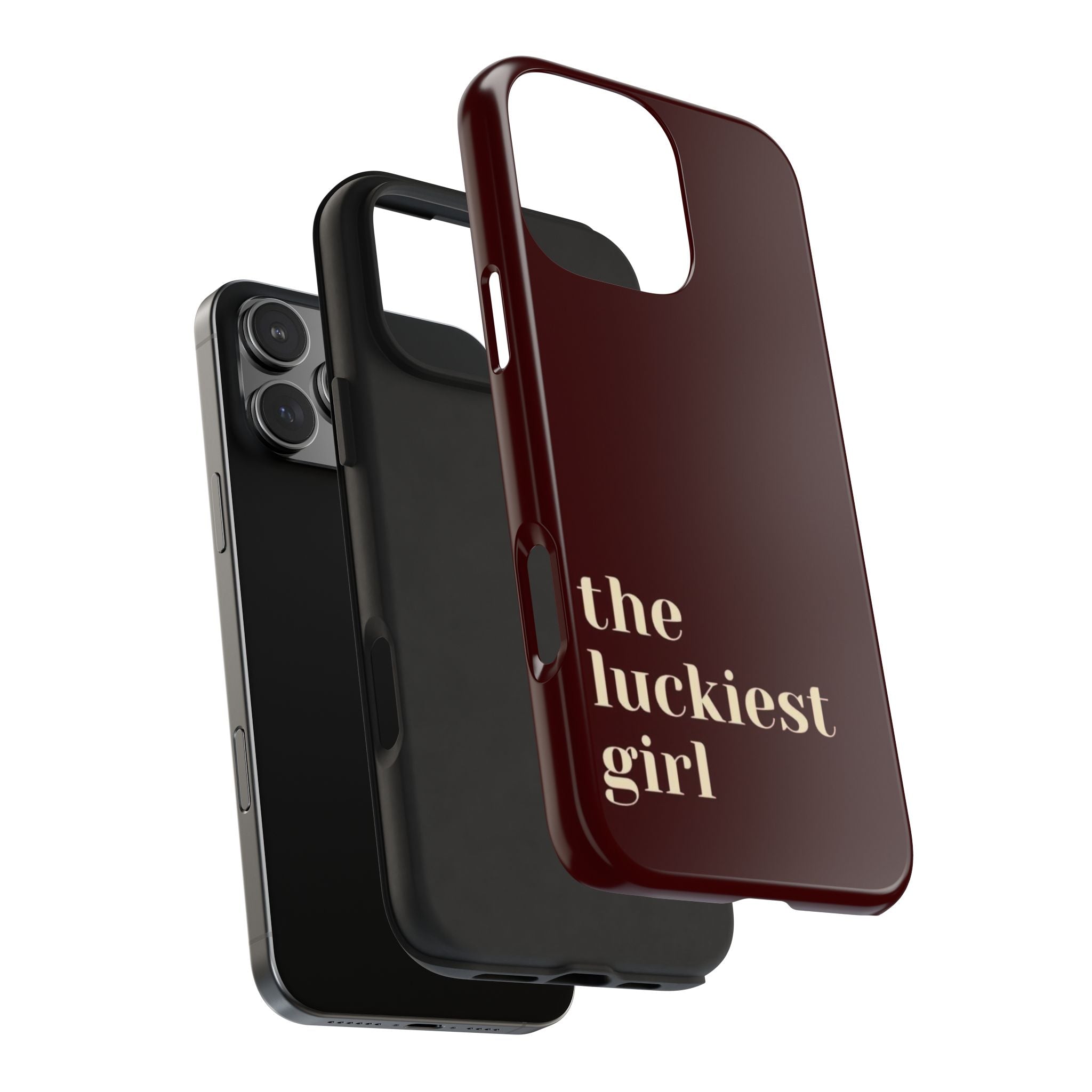 Burgundy Red Phone Case Minimal Aesthetic Protective The Luckiest Girl